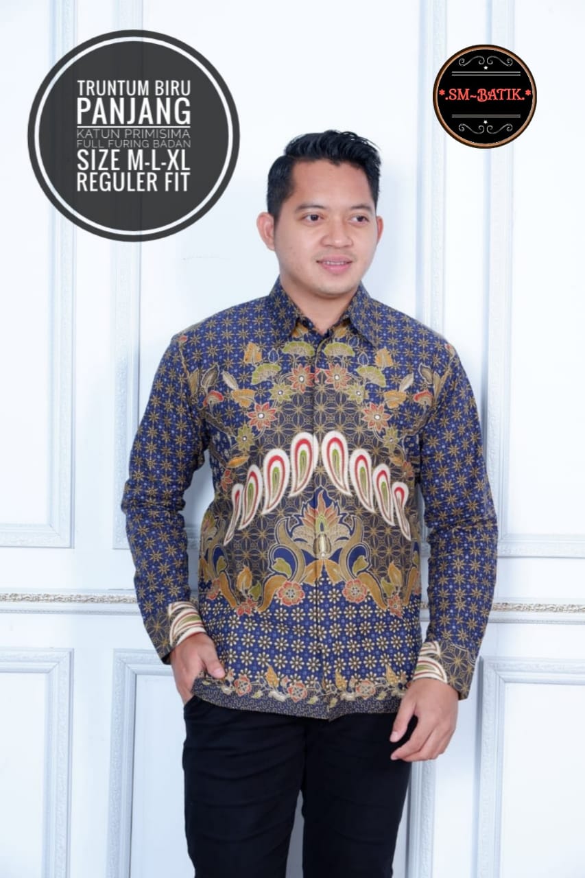 cover-TRUNTUM BIRU Kemeja Batik Pria Solo Lengan Panjang Lapis Furing BY SM-1