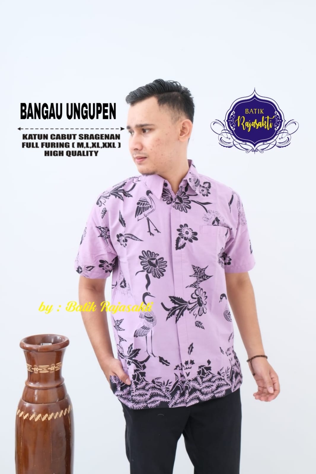 cover-BANGAU UNGU KEMEJA BATIK PRIA SOLO LENGAN PENDEK LAPIS FURING BY RAJASAKTI-1