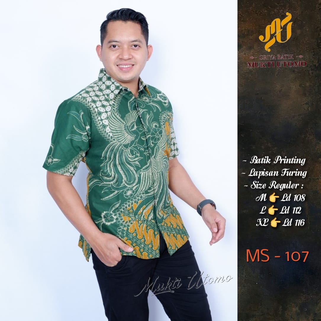 cover-CENDRAWASIH HIJAU Kemeja Batik Pria Solo Lengan Pendek Lapis Furing BY MUKTI UTOMO-1