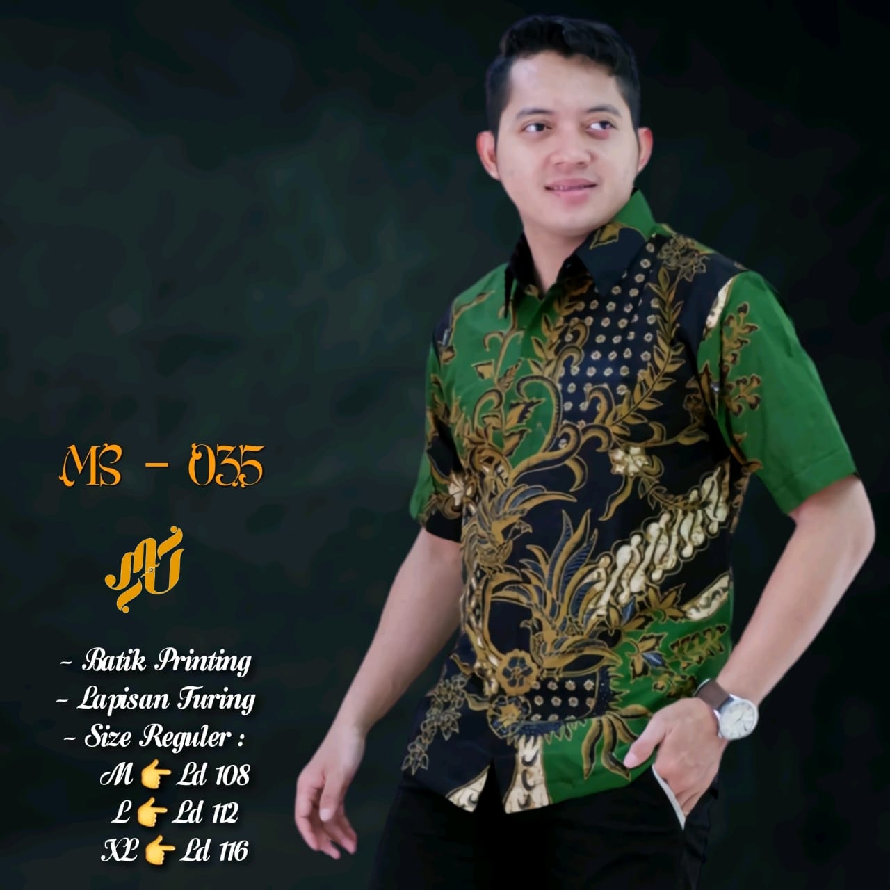 cover-MS 035 Kemeja Batik Pria Solo Lengan Pendek Lapis Furing BY MUKTI UTOMO-1