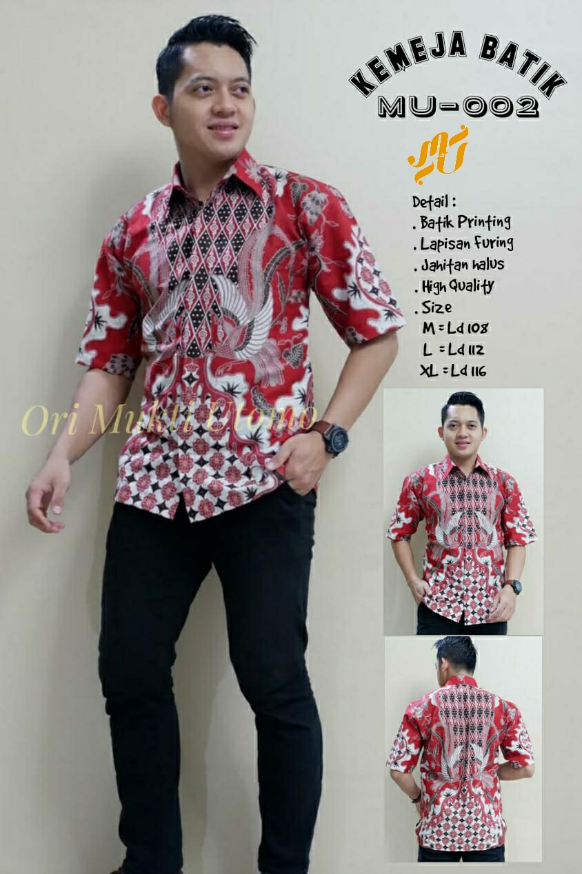 cover-MU 002 Kemeja Batik Pria Solo Lengan Pendek Lapis Furing BY MUKTI UTOMO-1
