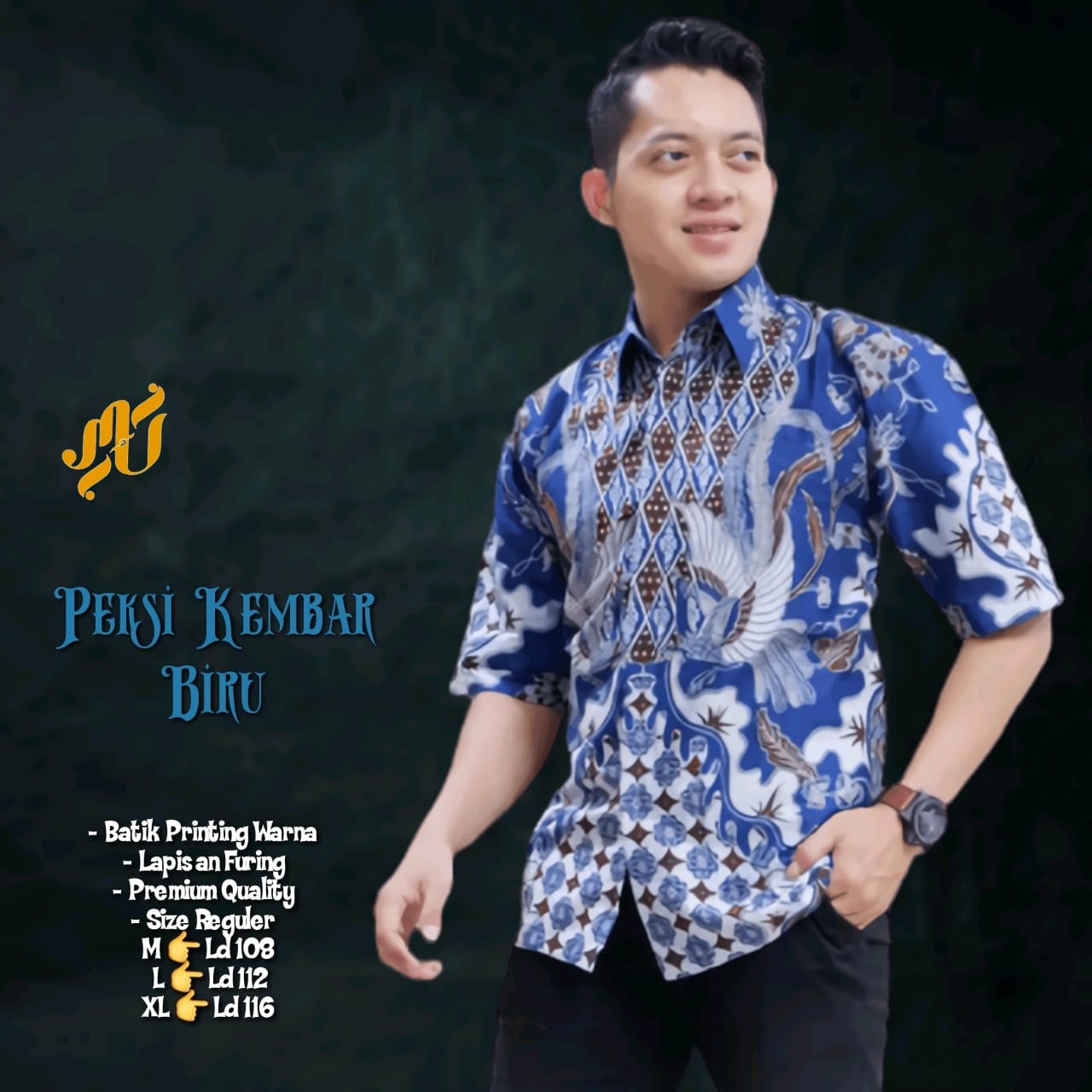 cover-PEKSI KEMBAR BIRU Kemeja Batik Pria Solo Lengan Pendek Lapis Furing BY MUKTI UTOMO-1