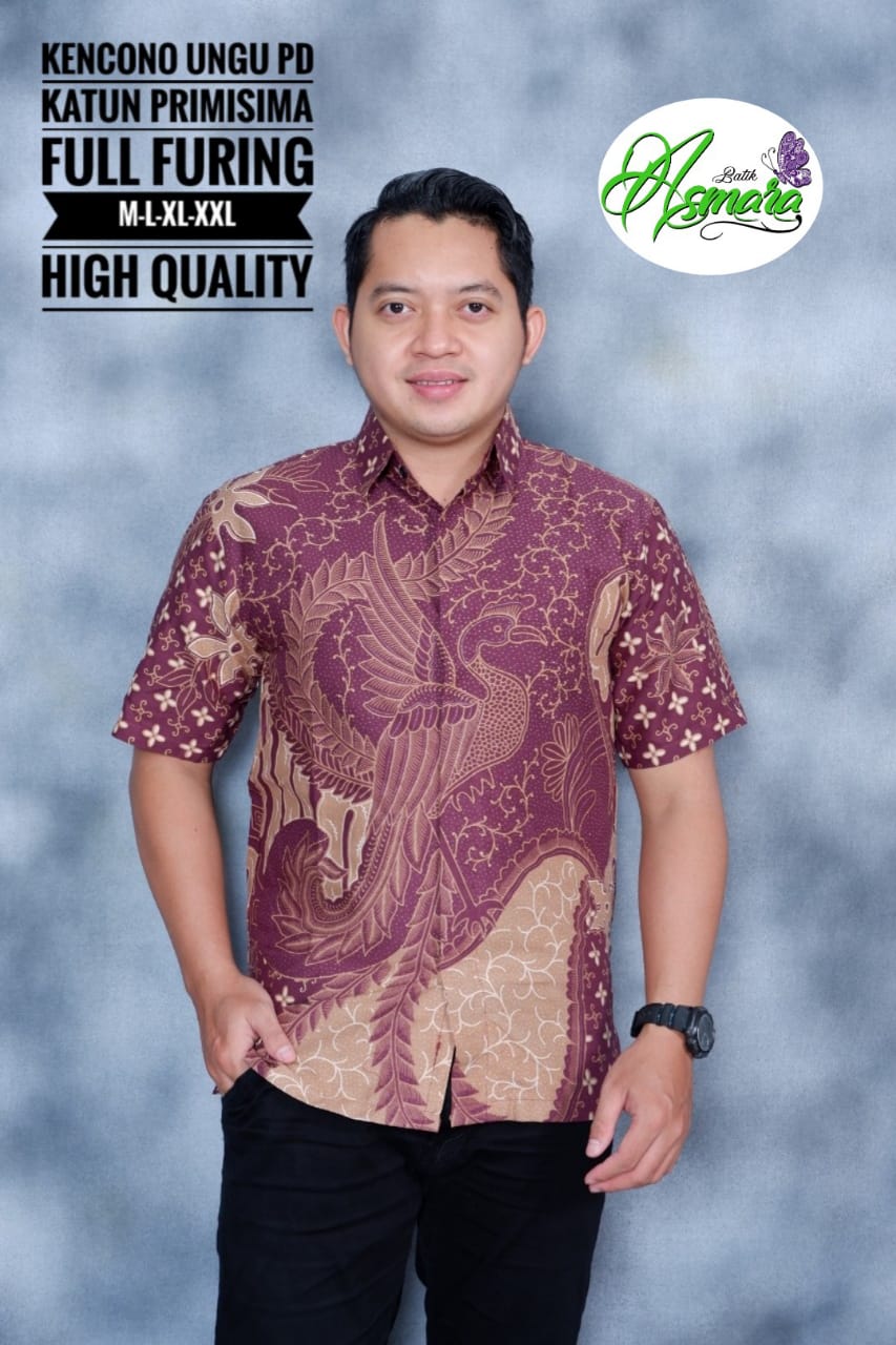 cover-KENCONO UNGU Kemeja Batik Pria Solo Lengan Pendek Lapis Furing BY ASMARA-1
