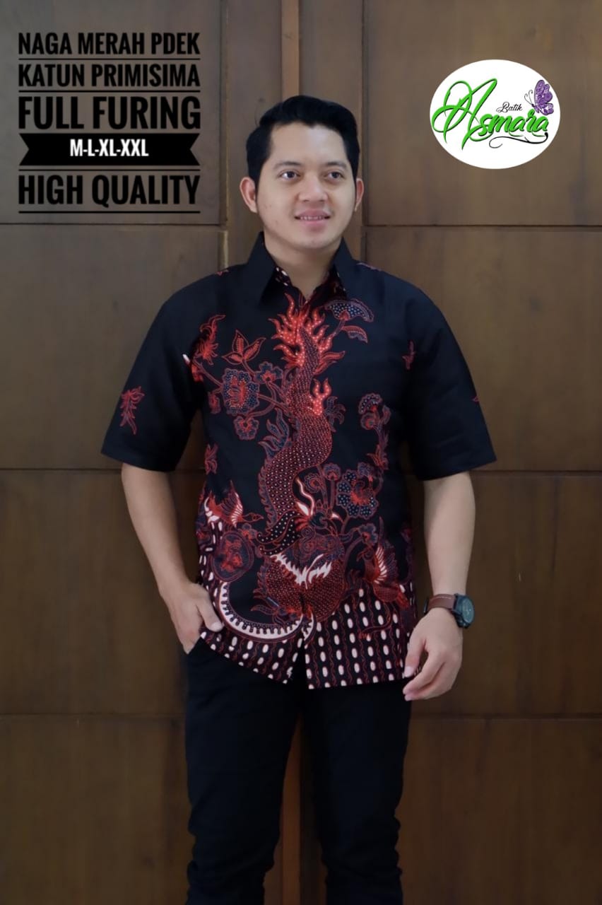 cover-NAGA MERAH Kemeja Batik Pria Solo Lengan Pendek Lapis Furing BY ASMARA-1