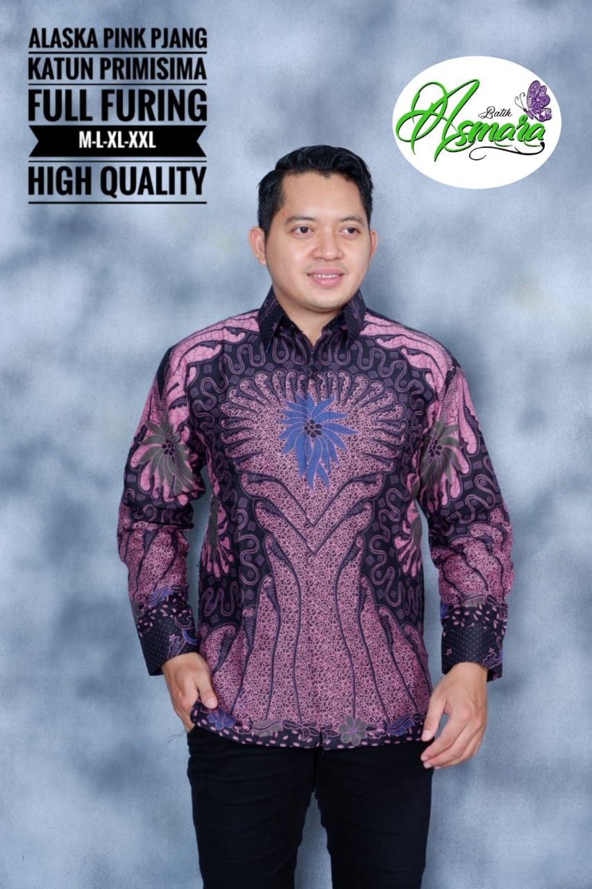 cover-ALASKA PINK Kemeja Batik Pria Solo Lengan Panjang Lapis Furing BY ASMARA-1