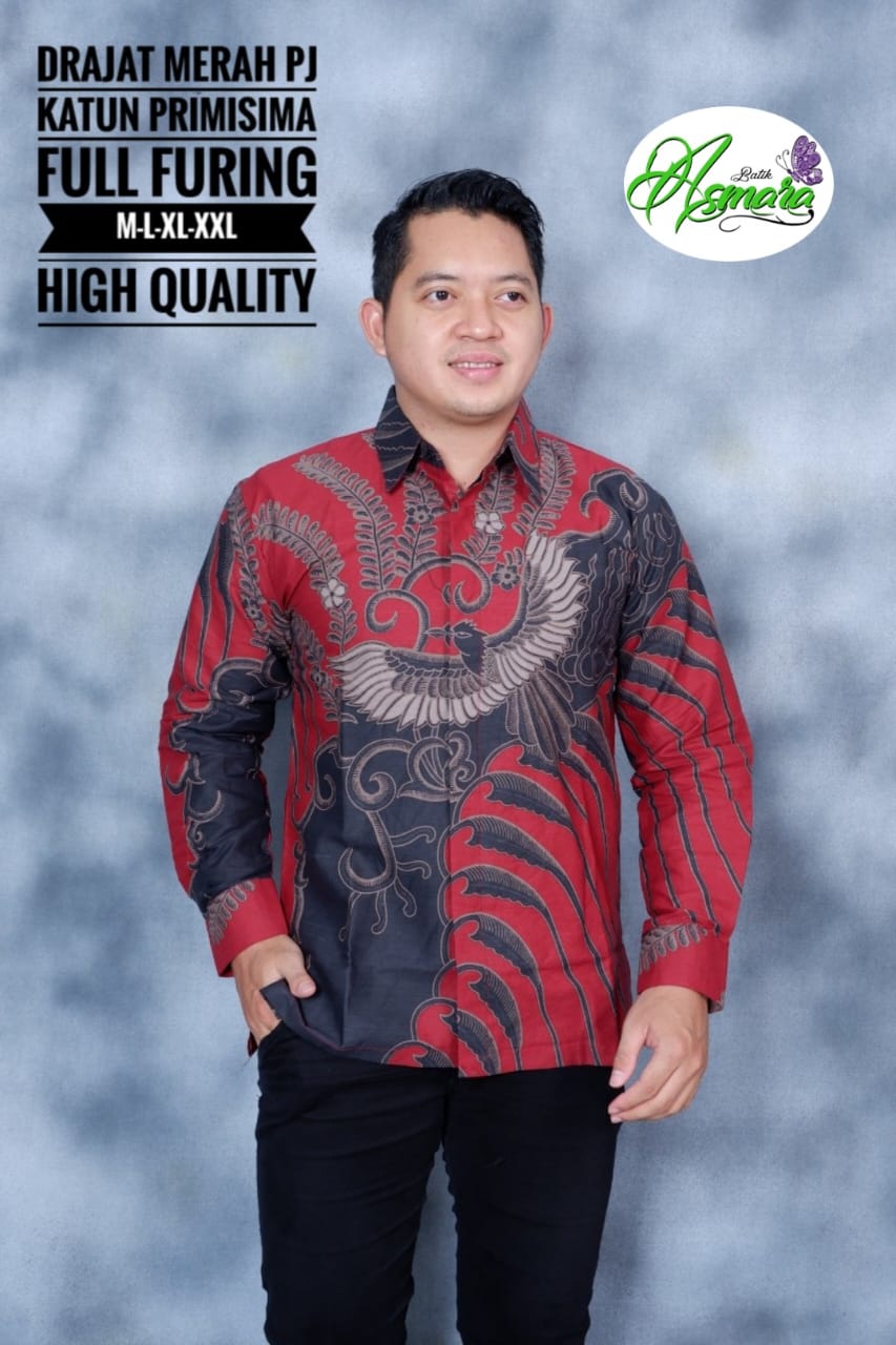 cover-DRAJAT MERAH Kemeja Batik Pria Solo Lengan Panjang Lapis Furing BY ASMARA-1