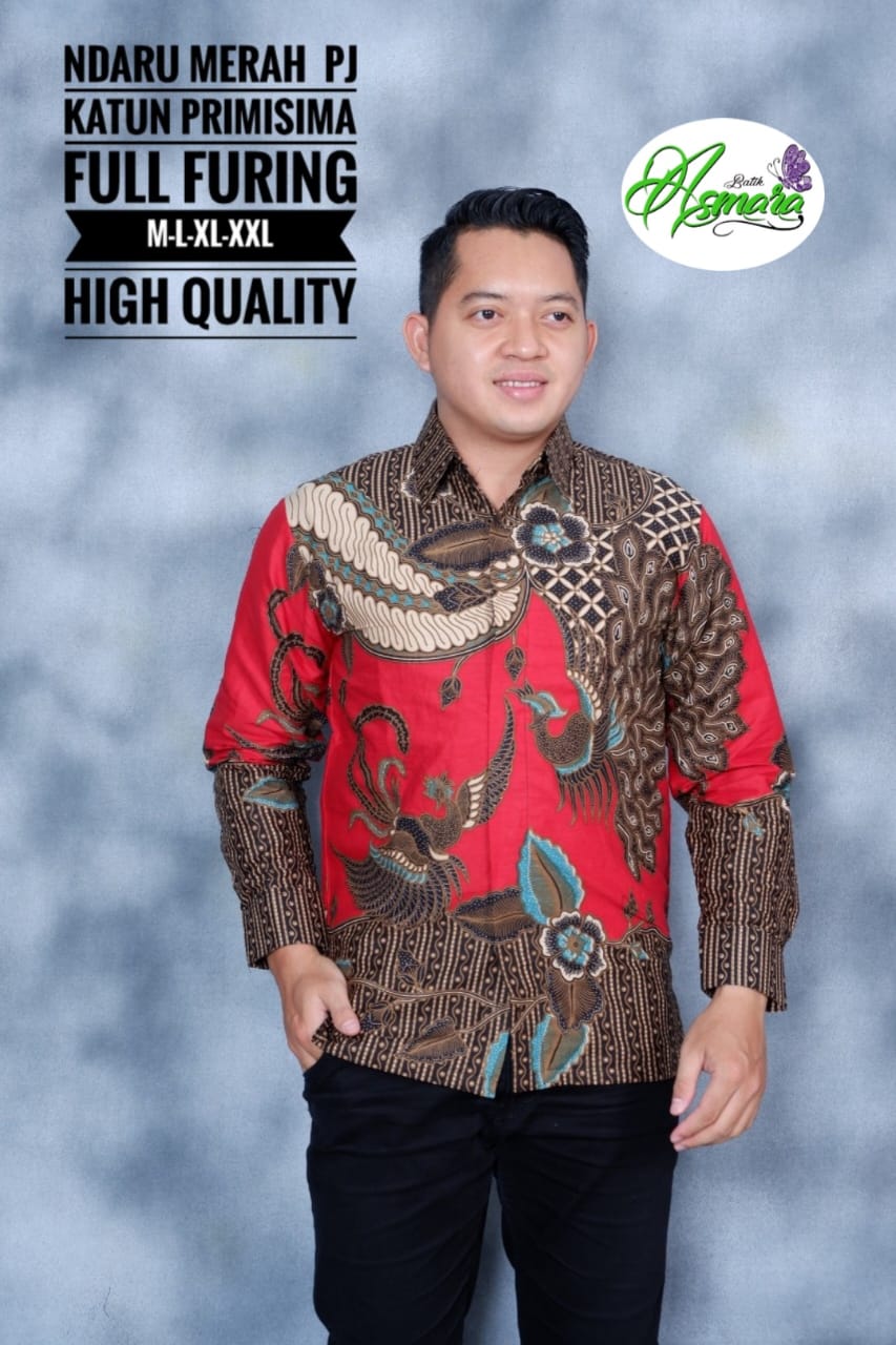 cover-NDARU MERAH Kemeja Batik Pria Solo Lengan Panjang Lapis Furing BY ASMARA-1