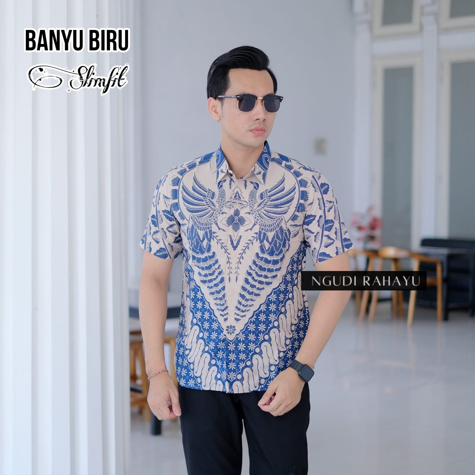 cover-BANYU BIRU Kemeja Batik Pria Solo Lengan Pendek Lapis Furing BY NGUDI RAHAYU-1