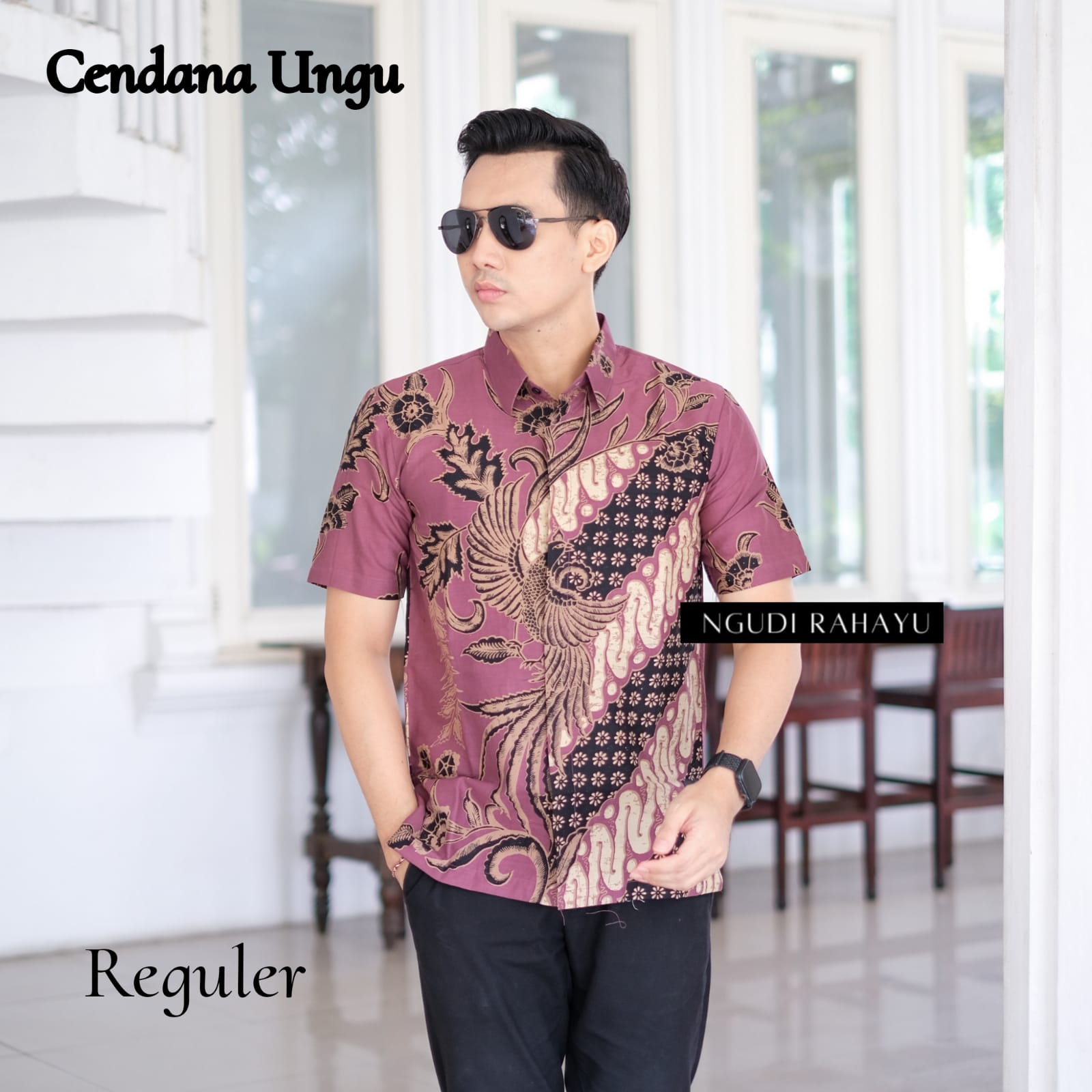 cover-CENDANA UNGU Kemeja Batik Pria Solo Lengan Pendek Lapis Furing BY NGUDI RAHAYU-1