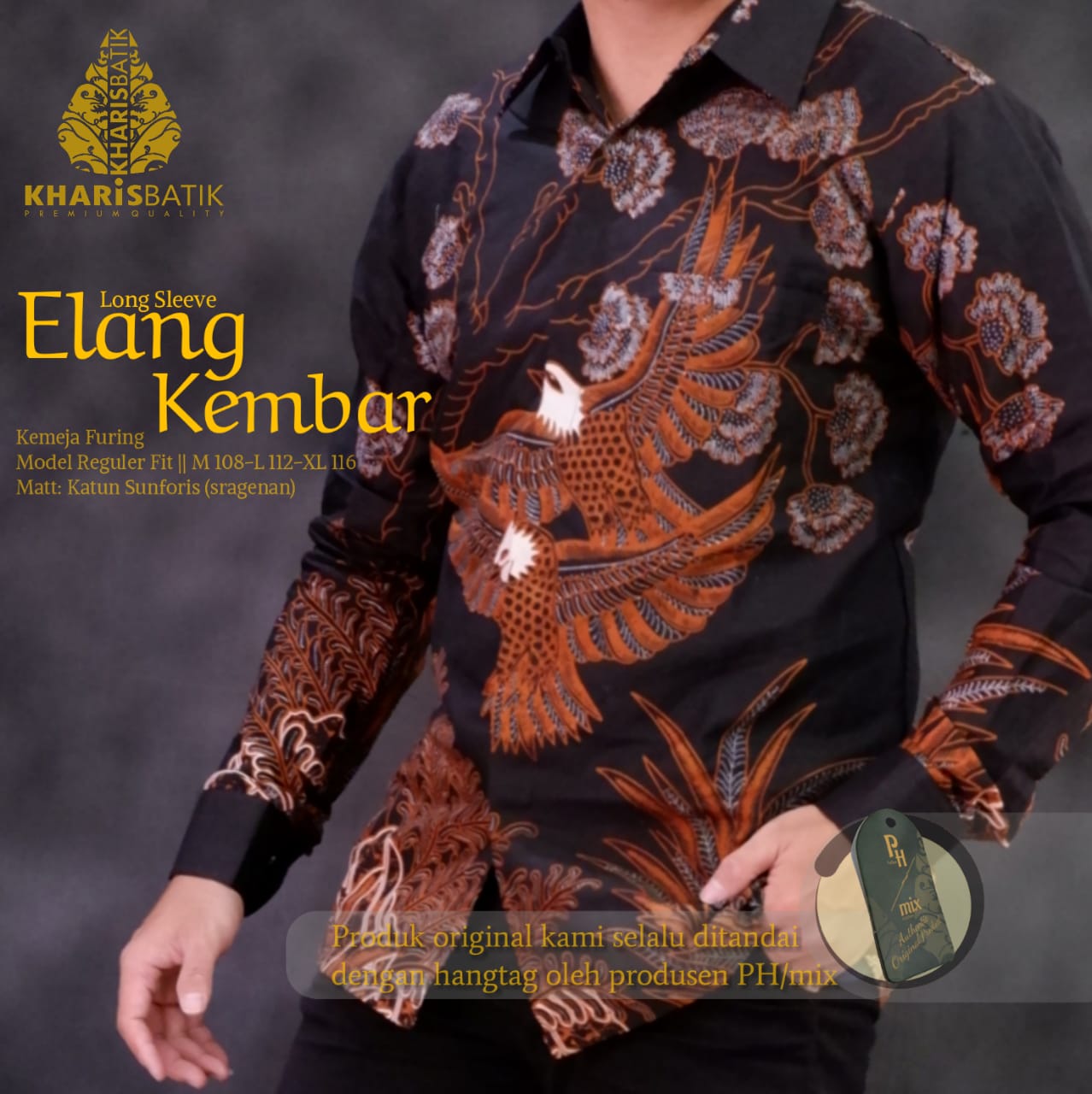 cover-ELANG KEMBAR Kemeja Batik Pria Solo Lengan Panjang Lapis Furing BY KHARIS-1