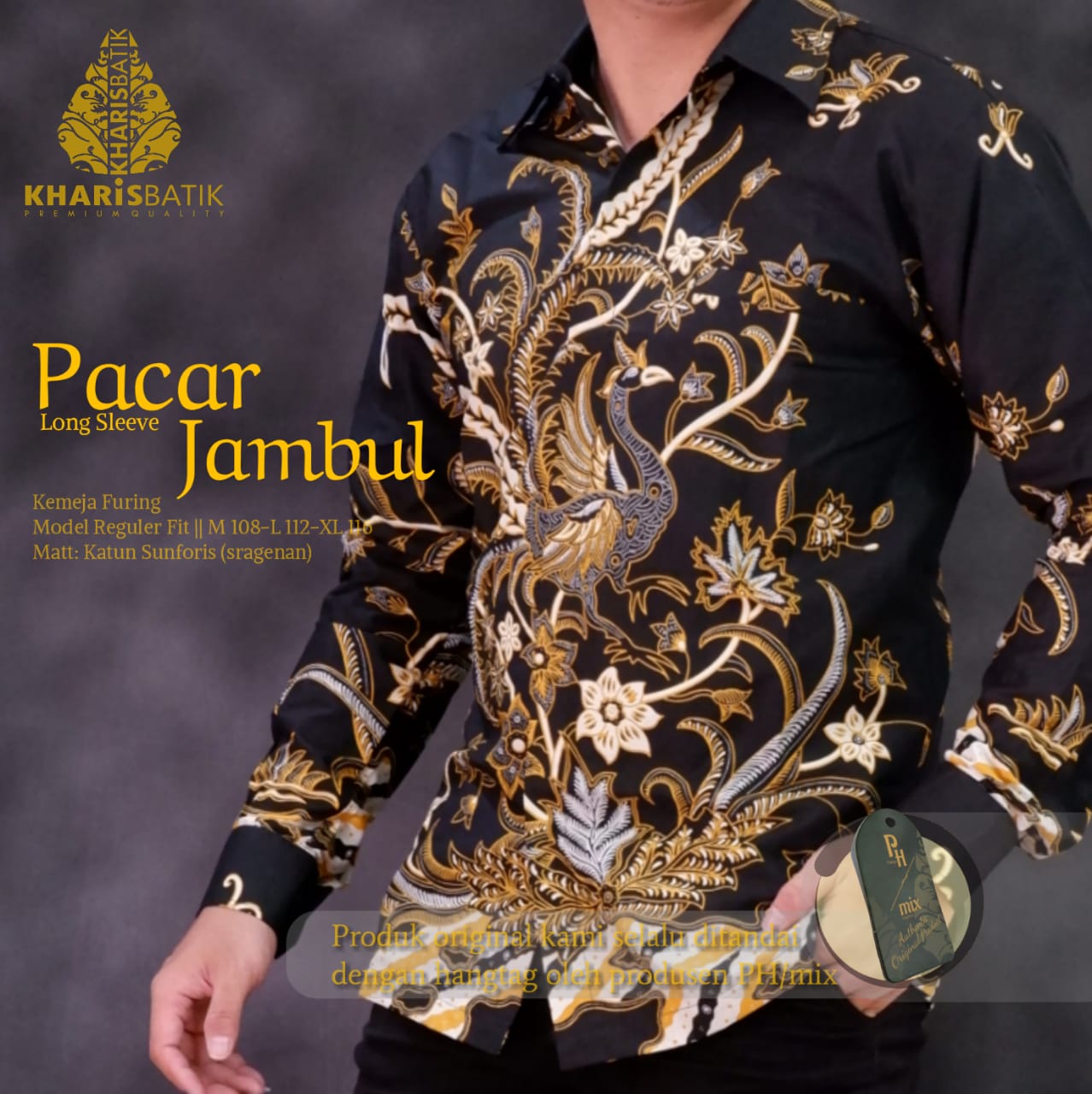 cover-PACAR JAMBUL Kemeja Batik Pria Solo Lengan Panjang Lapis Furing BY KHARIS-1