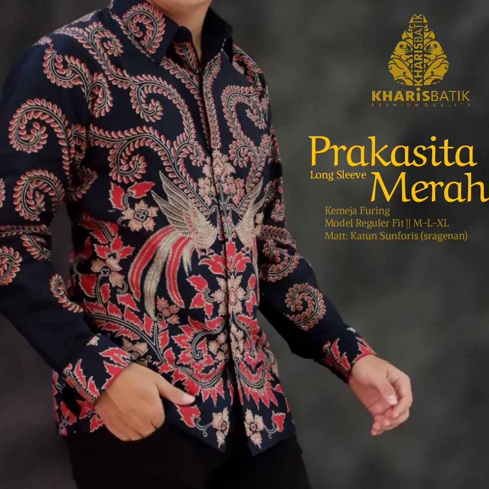cover-PRAKASITA MERAH Kemeja Batik Pria Solo Lengan Panjang Lapis Furing BY KHARIS-1