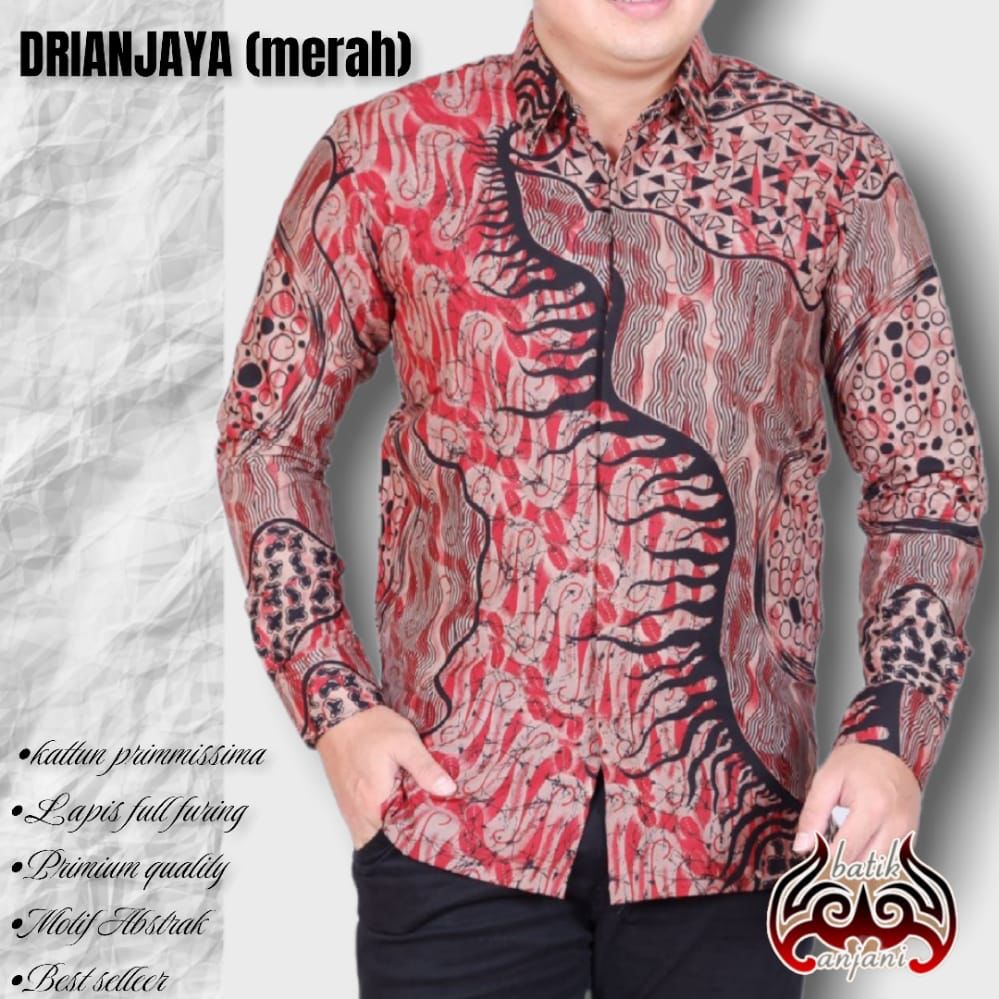 cover-DRIANJAYA MERAH Kemeja Batik Pria Solo Lengan Panjang Lapis Furing BY ANJANI-1