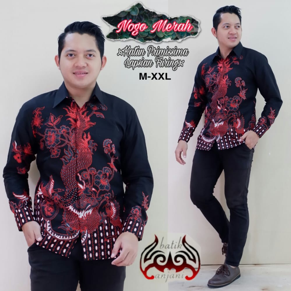 cover-NOGO MERAH Kemeja Batik Pria Solo Lengan Panjang Lapis Furing BY ANJANI-1