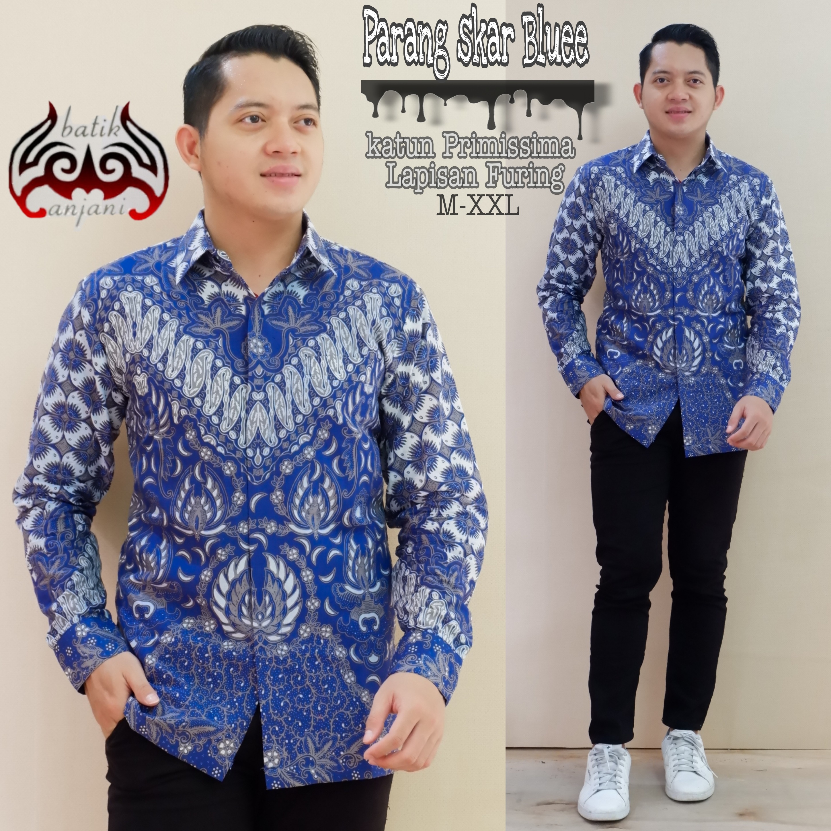 cover-PARANG SKAR BLUE Kemeja Batik Pria Solo Lengan Panjang Lapis Furing BY ANJANI-1