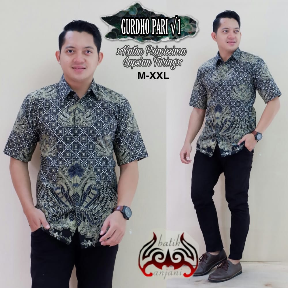 cover-GURDHO PARI V1 Kemeja Batik Pria Solo Lengan Pendek Lapis Furing BY ANJANI-1