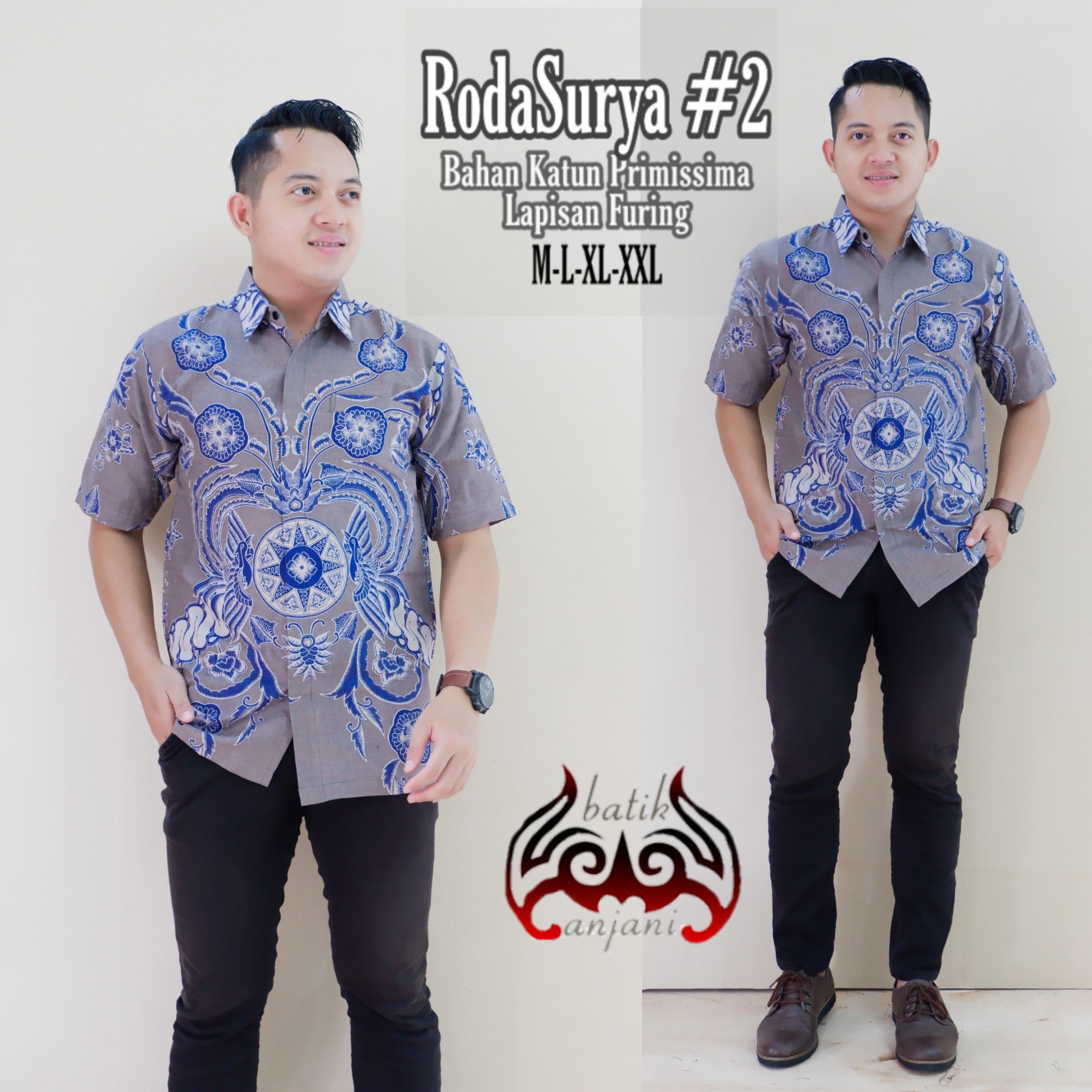 cover-RODA SURYA 2 Kemeja Batik Pria Solo Lengan Pendek Lapis Furing BY ANJANI-1