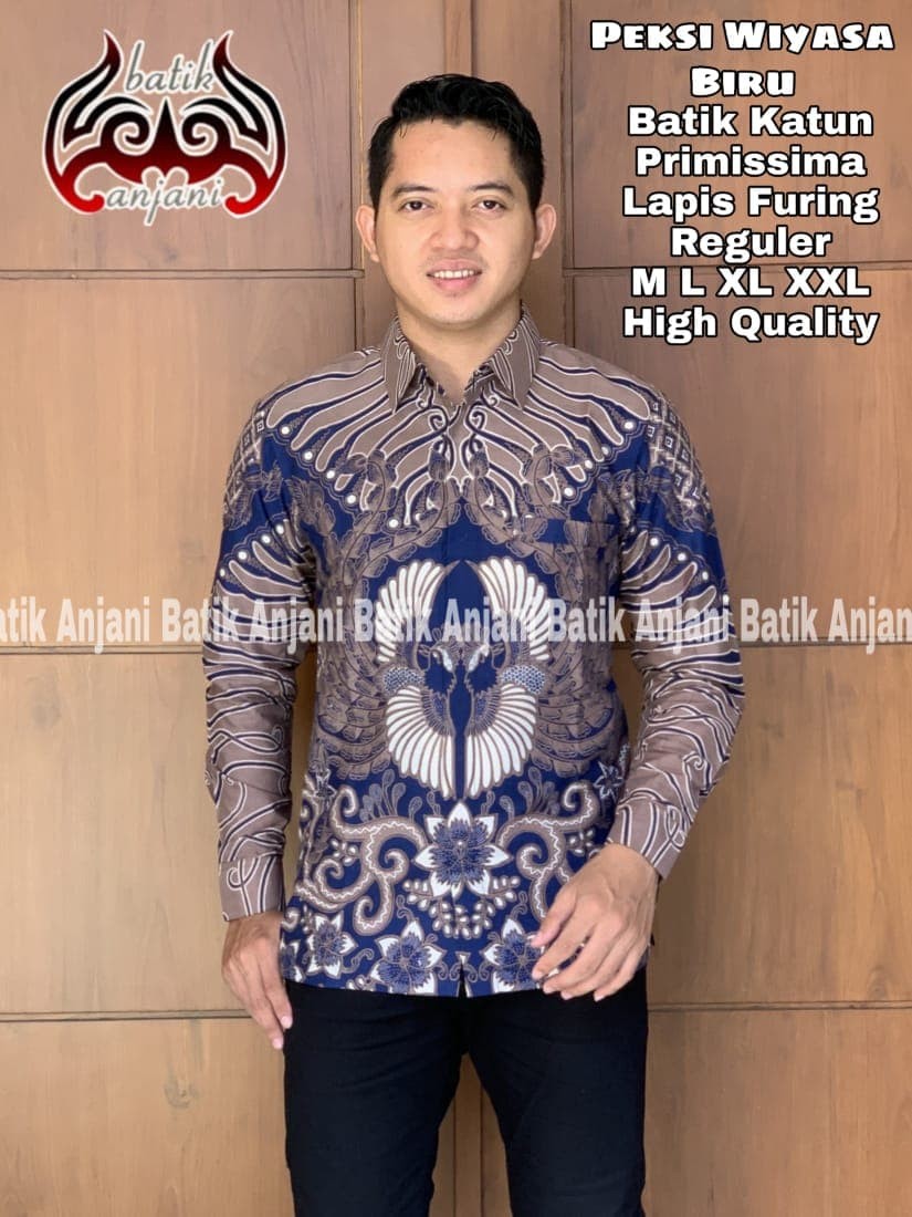 cover-PEKSI WIYASA BIRU Kemeja Batik Pria Solo Lengan Panjang Lapis Furing BY ANJANI-1