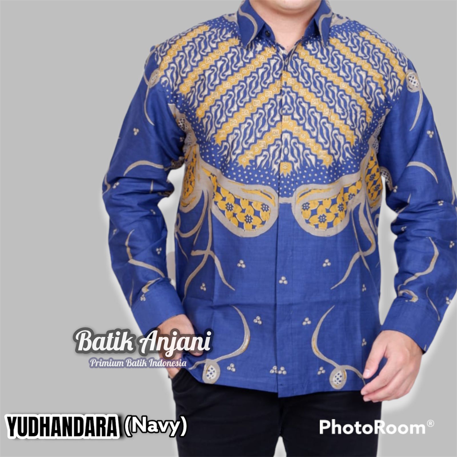 cover-YUDHANDARA NAVY Kemeja Batik Pria Solo Lengan Panjang Lapis Furing BY ANJANI-1