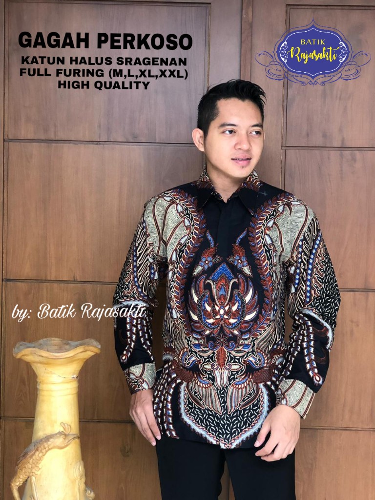 cover-GAGAH PERKOSO Kemeja Batik Pria Solo Lengan PANJANG Lapis Furing BY RAJASAKTI-1