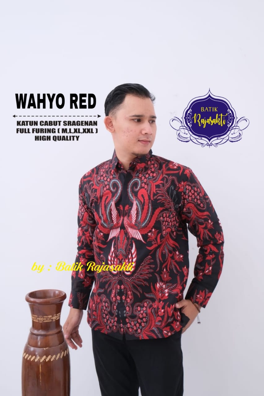 cover-WAHYO RED Kemeja Batik Pria Solo Lengan PANJANG Lapis Furing BY RAJASAKTI-1