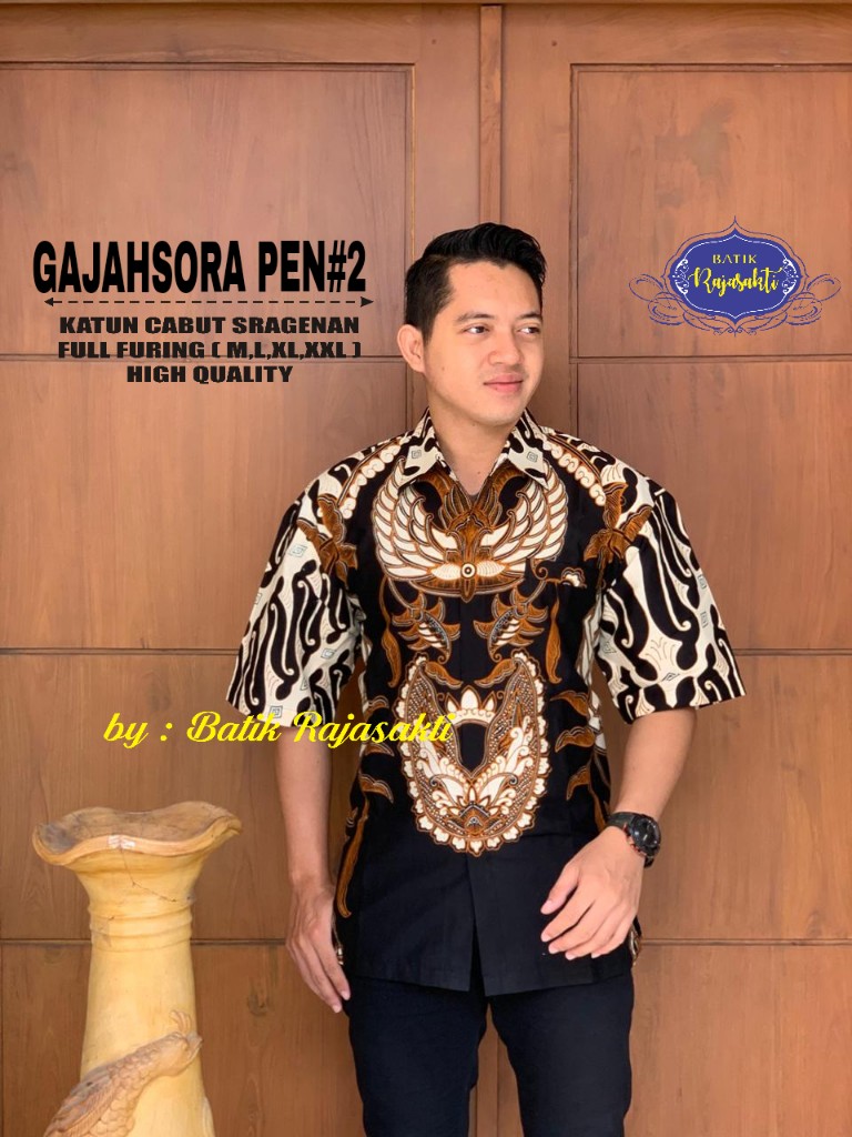 cover-GAJAHSORA 2 Kemeja Batik Pria Solo Lengan PENDEK Lapis Furing BY RAJASAKTI-1