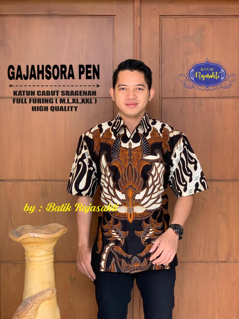 cover-GAJAHSORA Kemeja Batik Pria Solo Lengan PENDEK Lapis Furing BY RAJASAKTI-1