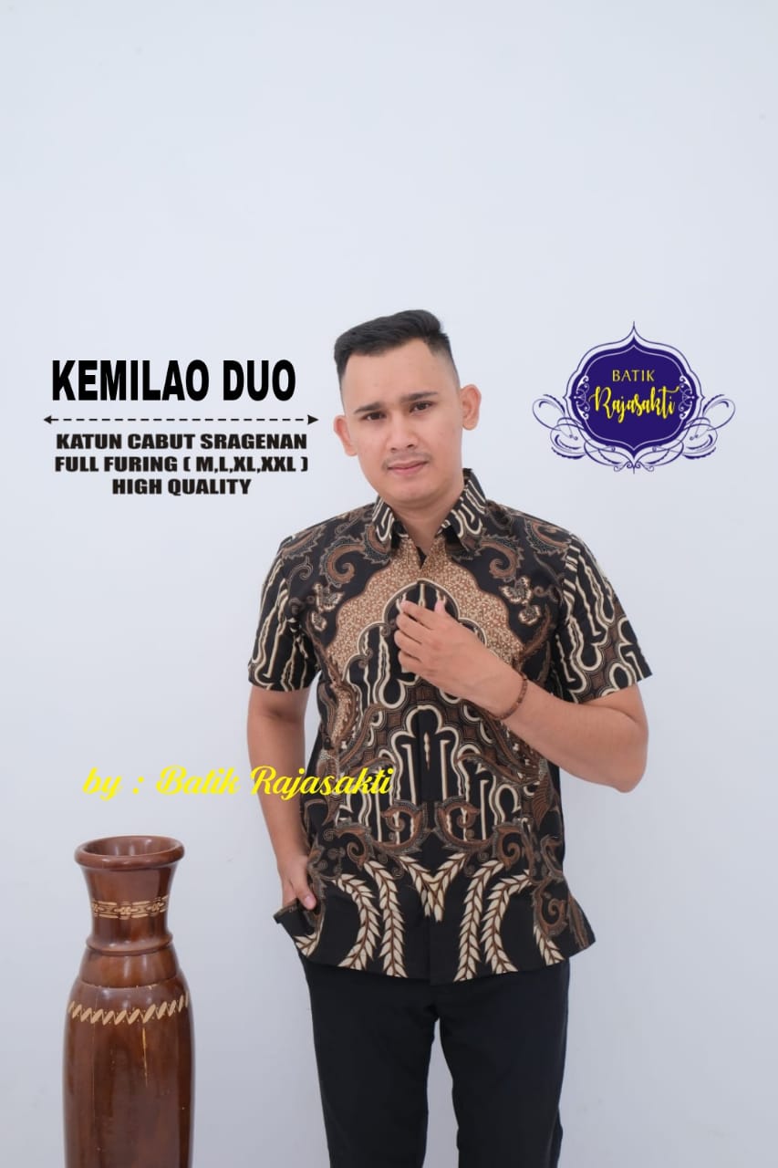 cover-KEMILAO DUO Kemeja Batik Pria Solo Lengan PENDEK Lapis Furing BY RAJASAKTI-1