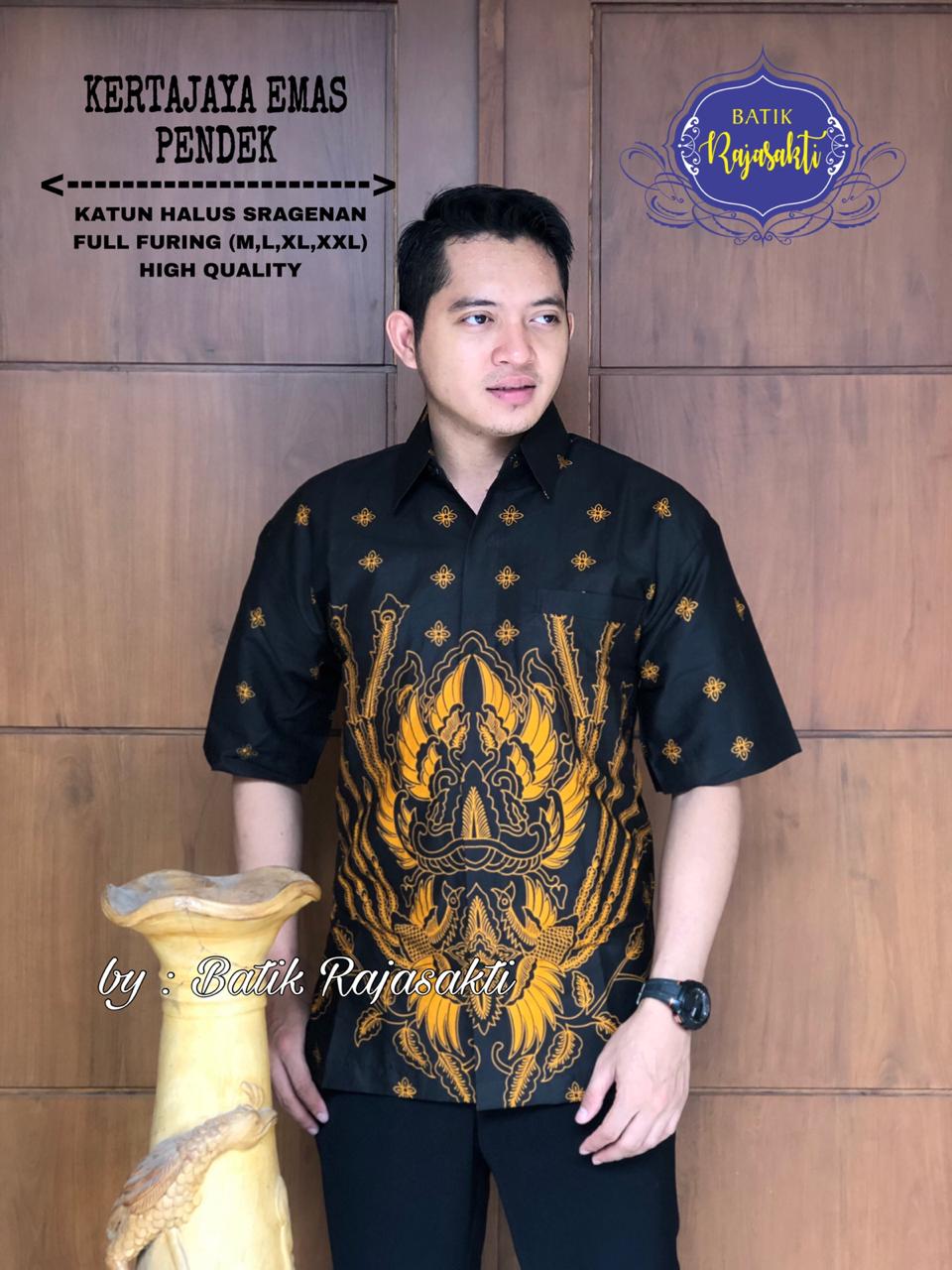cover-KERTAJAYA EMAS Kemeja Batik Pria Solo Lengan PENDEK Lapis Furing BY RAJASAKTI-1