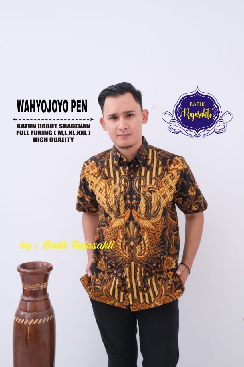 cover-WAHYOJOYO PEN Kemeja Batik Pria Solo Lengan PENDEK Lapis Furing BY RAJASAKTI-1
