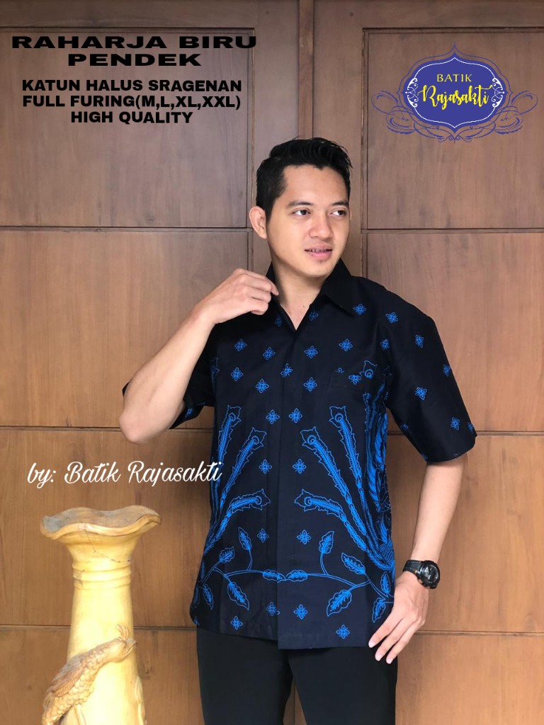 cover-RAHARJA BIRU Kemeja Batik Pria Solo Lengan PENDEK Lapis Furing BY RAJASAKTI-1