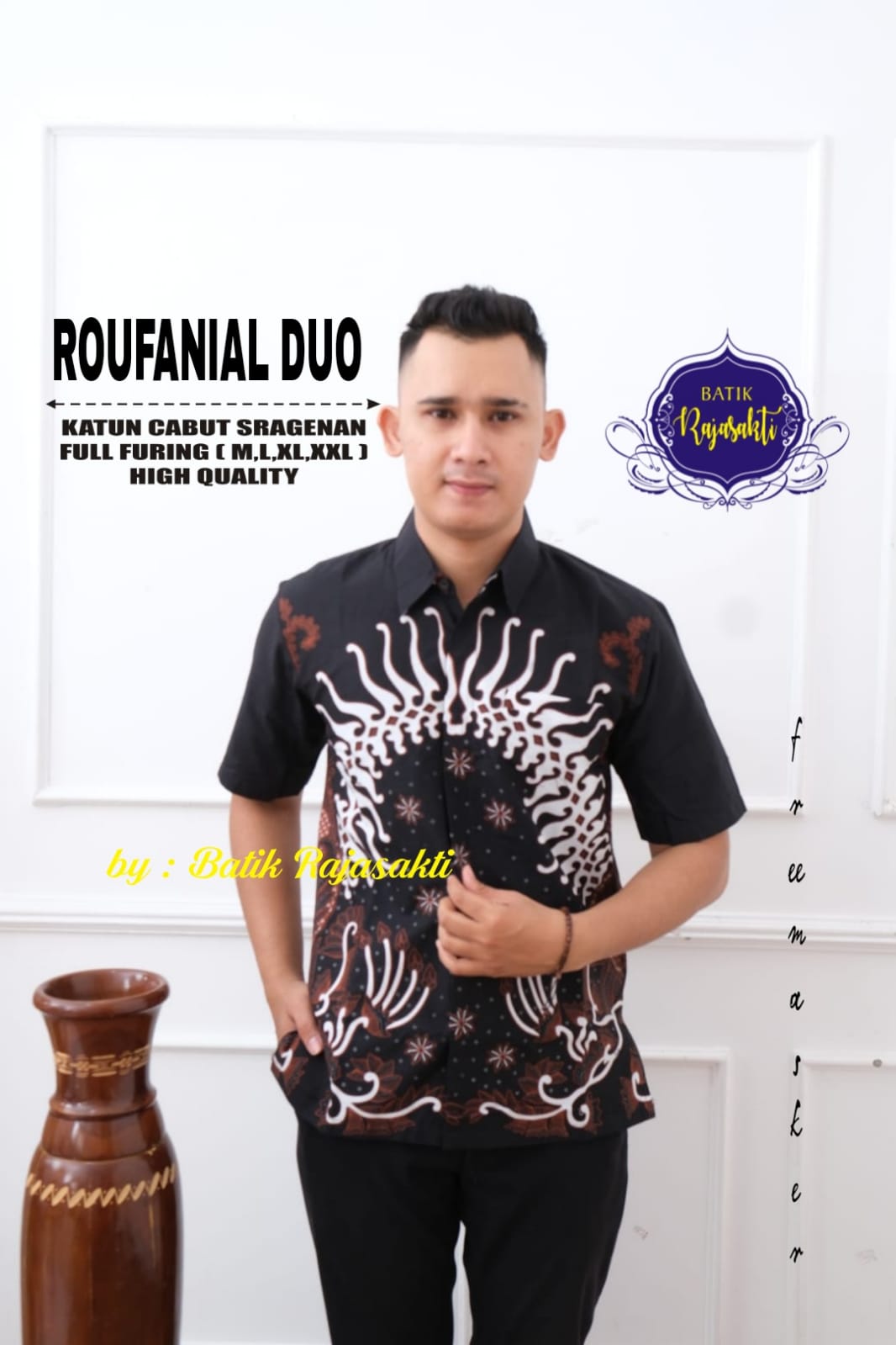cover-ROUFANIAL DUO Kemeja Batik Pria Solo Lengan PENDEK Lapis Furing BY RAJASAKTI-1