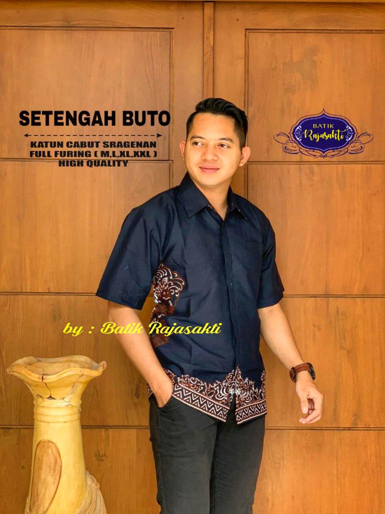 cover-SETENGAH BUTO Kemeja Batik Pria Solo Lengan PENDEK Lapis Furing BY RAJASAKTI-1