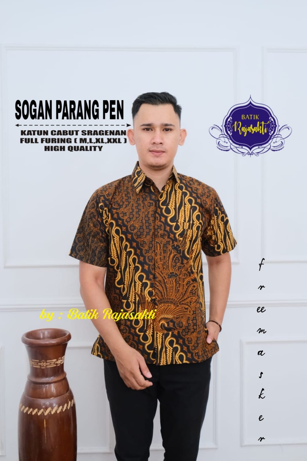 cover-SOGAN PARANG PEN Kemeja Batik Pria Solo Lengan PENDEK Lapis Furing BY RAJASAKTI-1