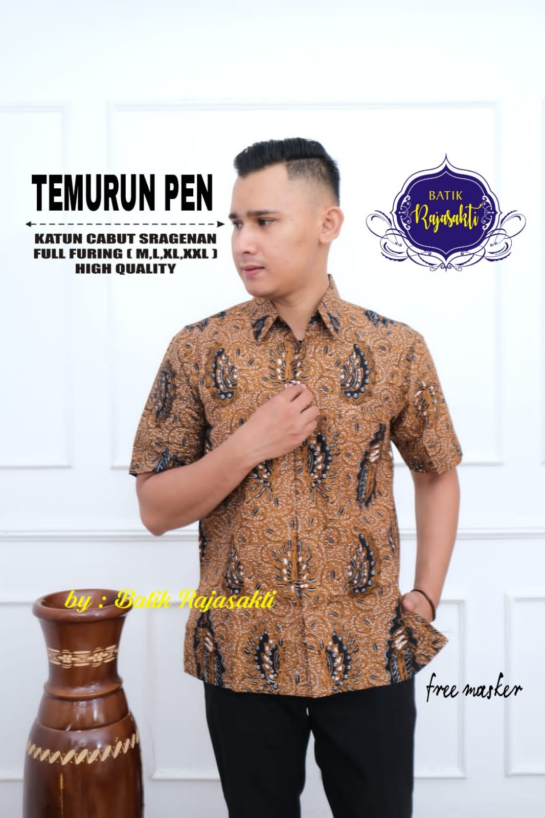 cover-TEMURUN Kemeja Batik Pria Solo Lengan PENDEK Lapis Furing BY RAJASAKTI-1