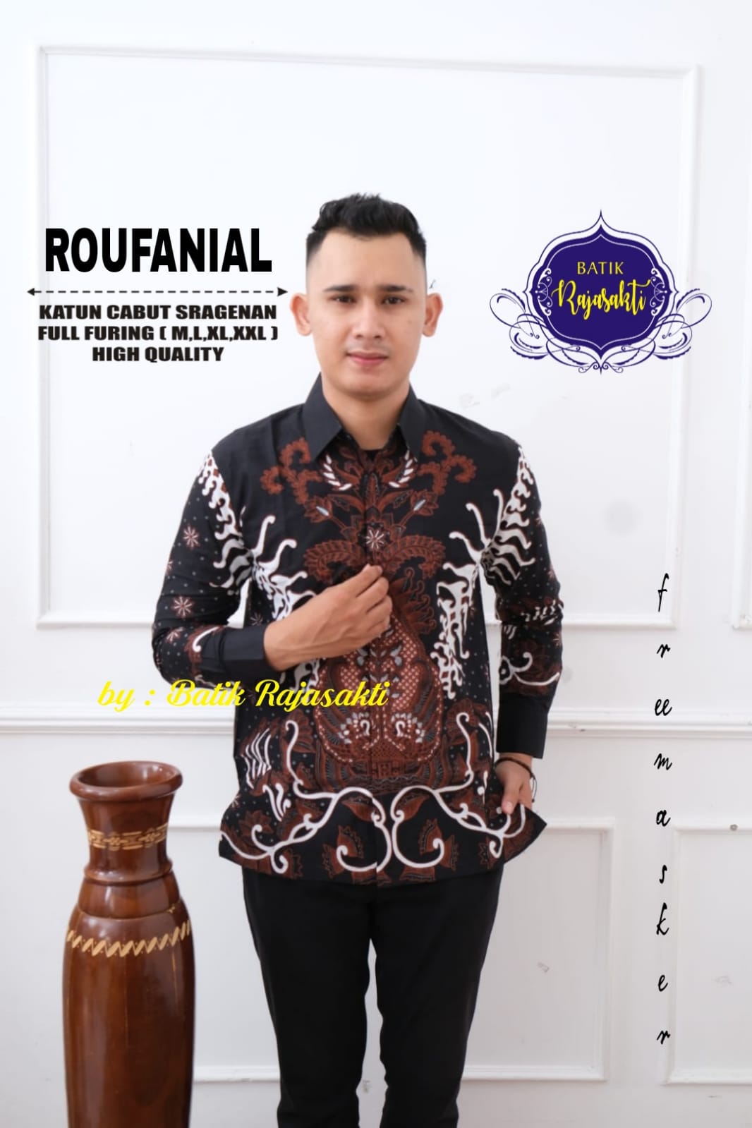 cover-ROUFANIAL Kemeja Batik Pria Solo Lengan PANJANG Lapis Furing BY RAJASAKTI-1
