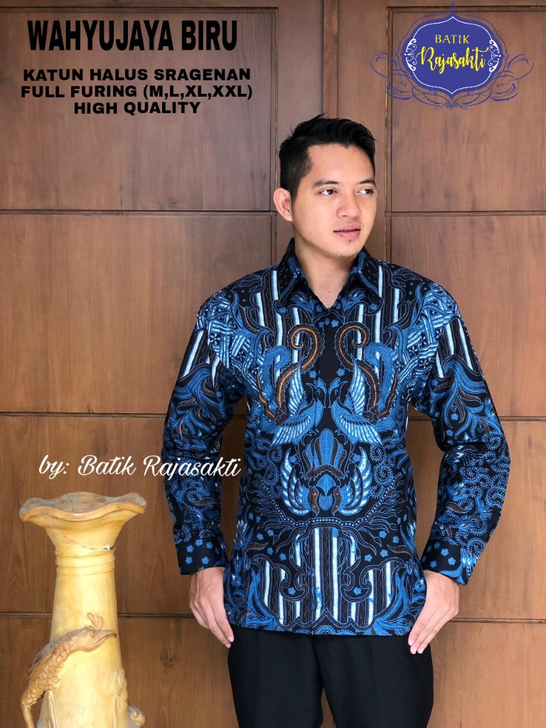 cover-WAHYUJAYA BIRU Kemeja Batik Pria Solo Lengan PANJANG Lapis Furing BY RAJASAKTI-1