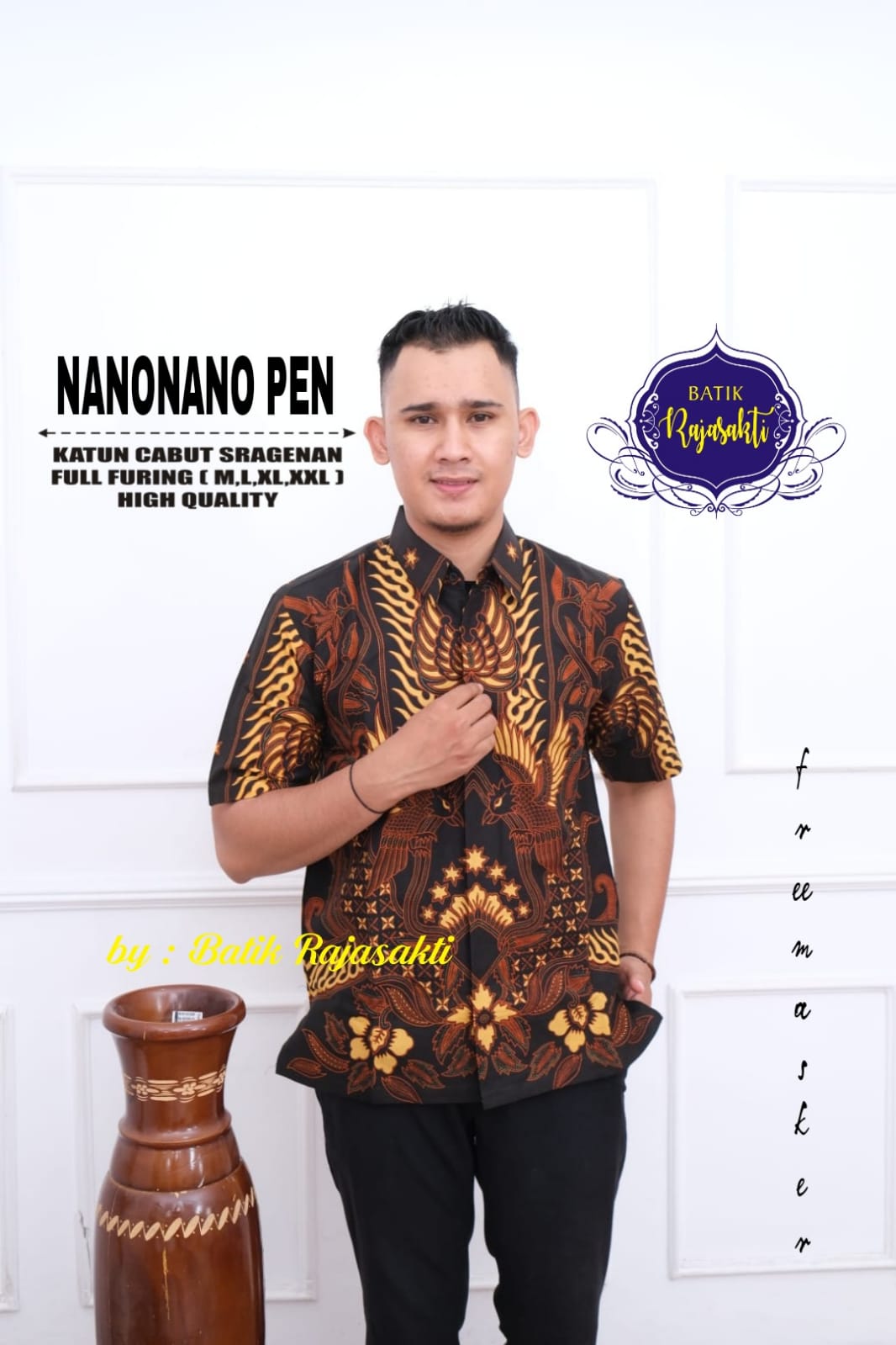 cover-NANONANO PEN Kemeja Batik Pria Solo Lengan PENDEK Lapis Furing BY RAJASAKTI-1