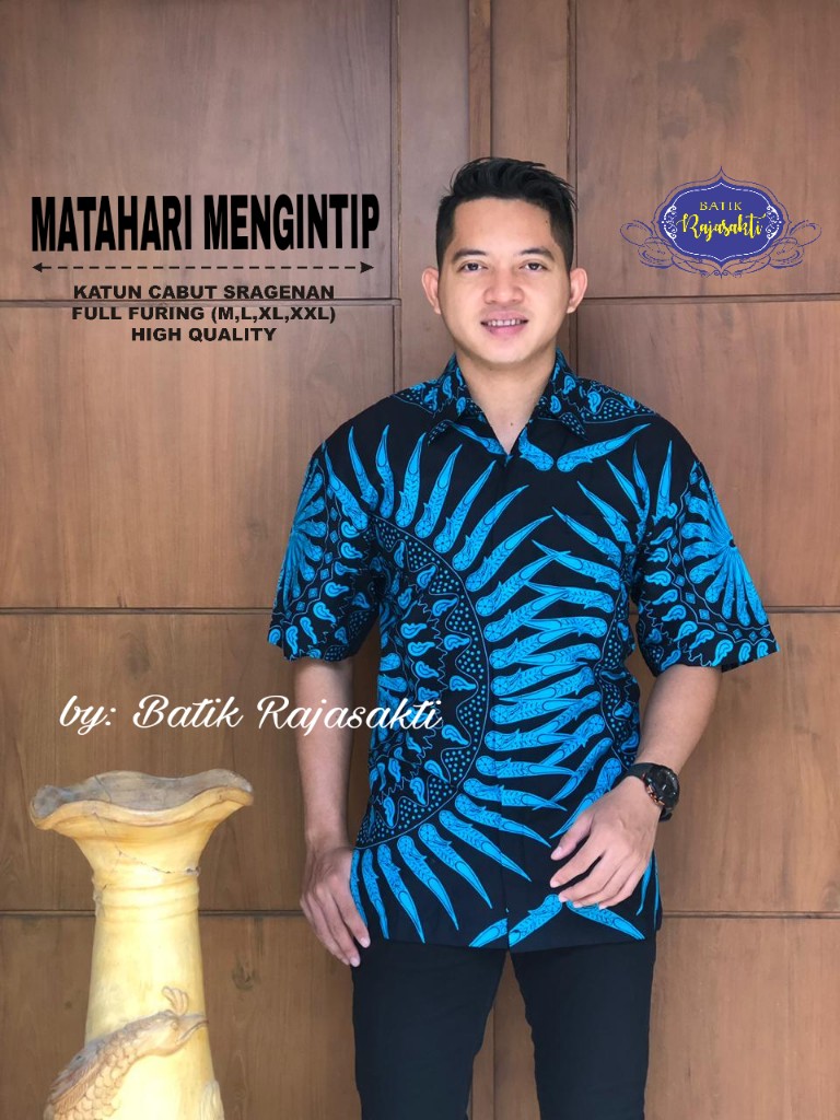 cover-MATAHARI MENGINTIP Kemeja Batik Pria Solo Lengan PENDEK Lapis Furing BY RAJASAKTI-1