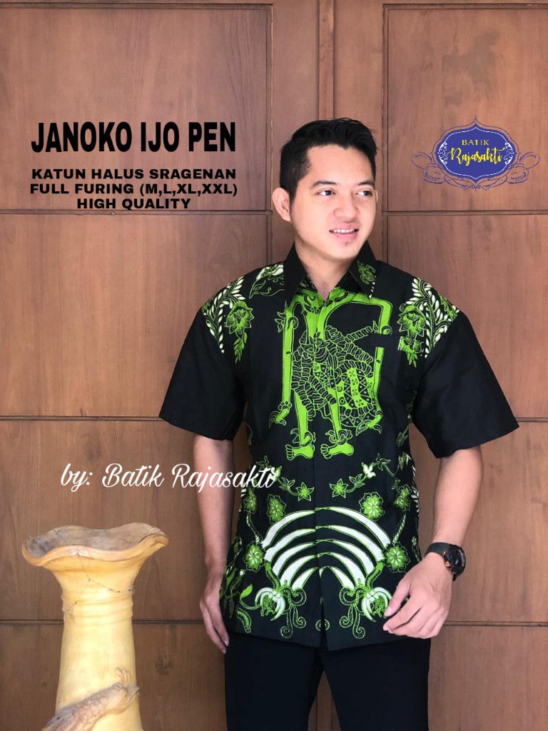 cover-JANOKO IJO Kemeja Batik Pria Solo Lengan PENDEK Lapis Furing BY RAJASAKTI-1