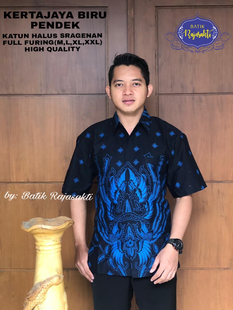 cover-KERTAJAYA BIRU Kemeja Batik Pria Solo Lengan PENDEK Lapis Furing BY RAJASAKTI-1