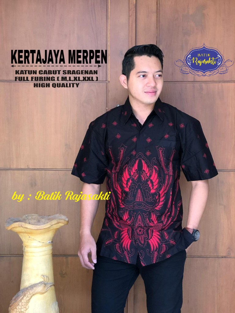 cover-KERTAJAYA MERAH Kemeja Batik Pria Solo Lengan PENDEK Lapis Furing BY RAJASAKTI-1