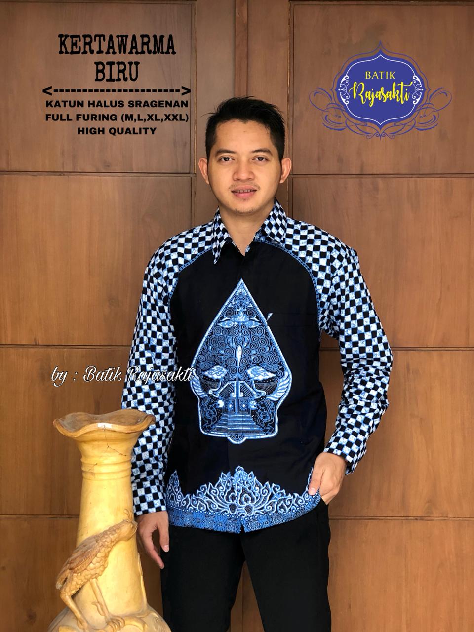 cover-KERTAWARMA BIRU Kemeja Batik Pria Solo Lengan PANJANG Lapis Furing BY RAJASAKTI-1