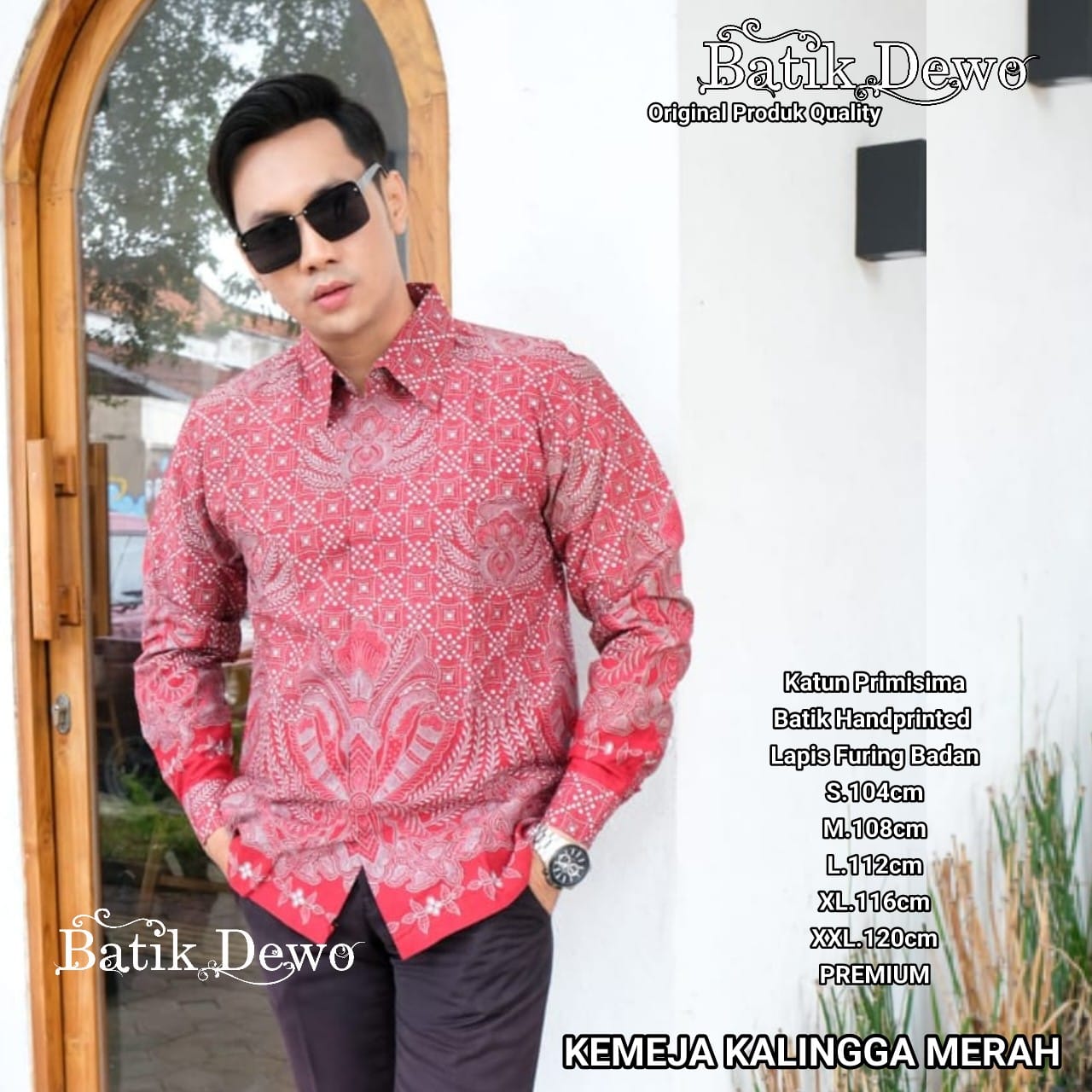 cover-KALINGGA MERAH Kemeja Batik Pria Solo Lengan PANJANG Lapis Furing BY DEWO-1