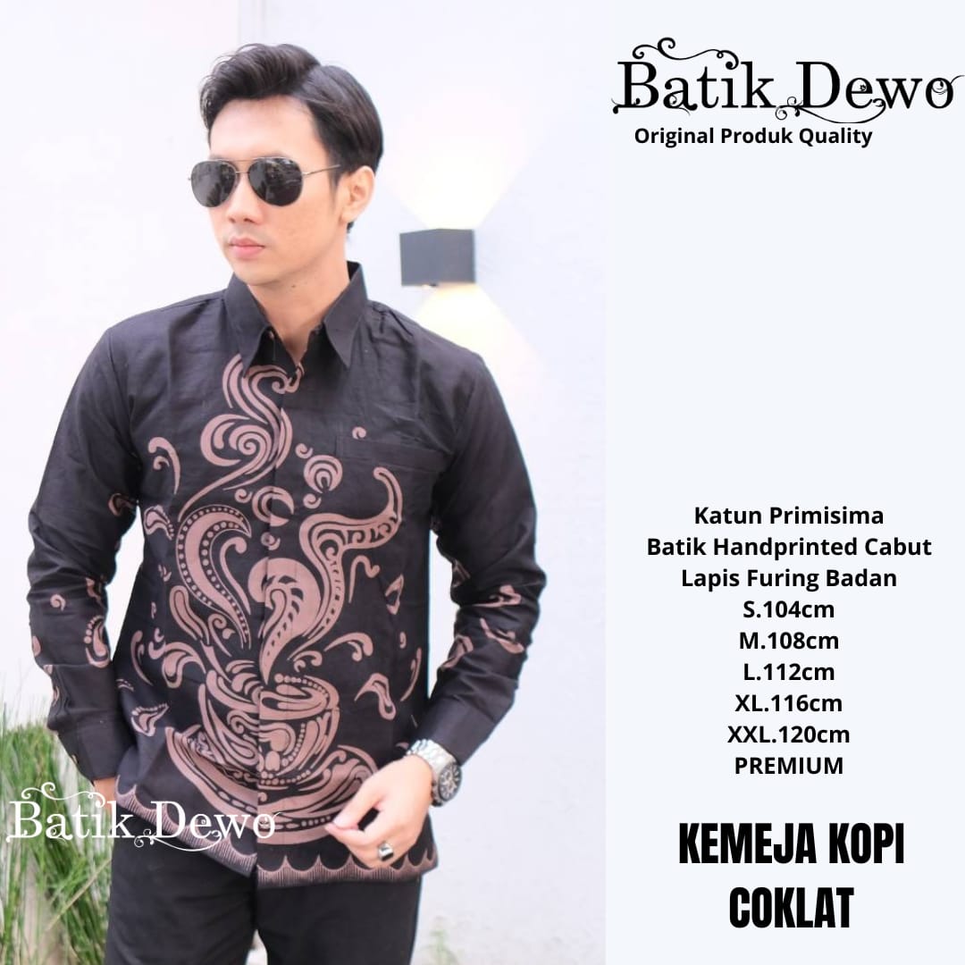 cover-KOPI COKLAT Kemeja Batik Pria Solo Lengan PANJANG Lapis Furing BY DEWO-1