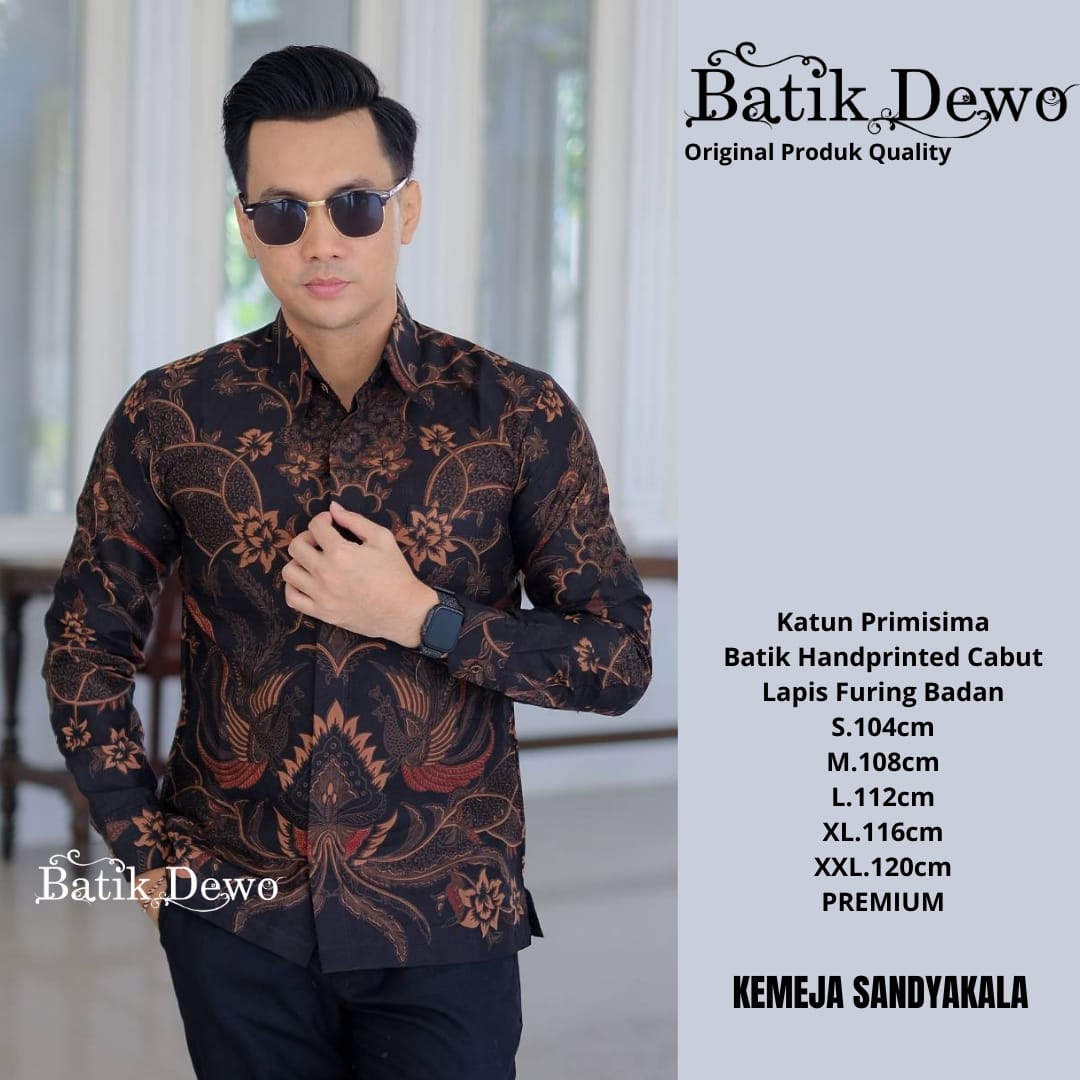 cover-SANDYAKALA HITAM Kemeja Batik Pria Solo Lengan PANJANG Lapis Furing BY DEWO-1