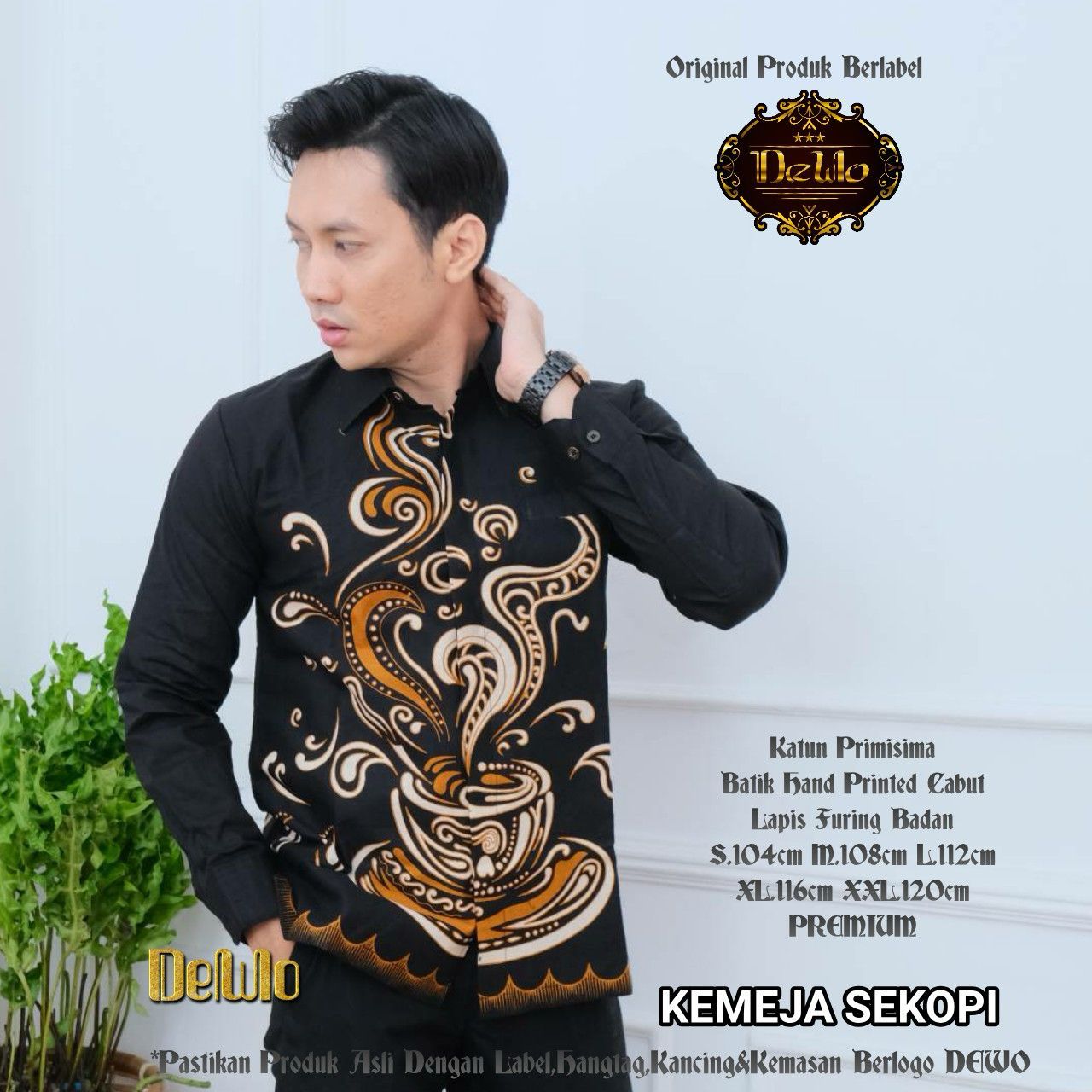 cover-SEKOPI HITAM 2 Kemeja Batik Pria Solo Lengan PANJANG Lapis Furing BY DEWO-1