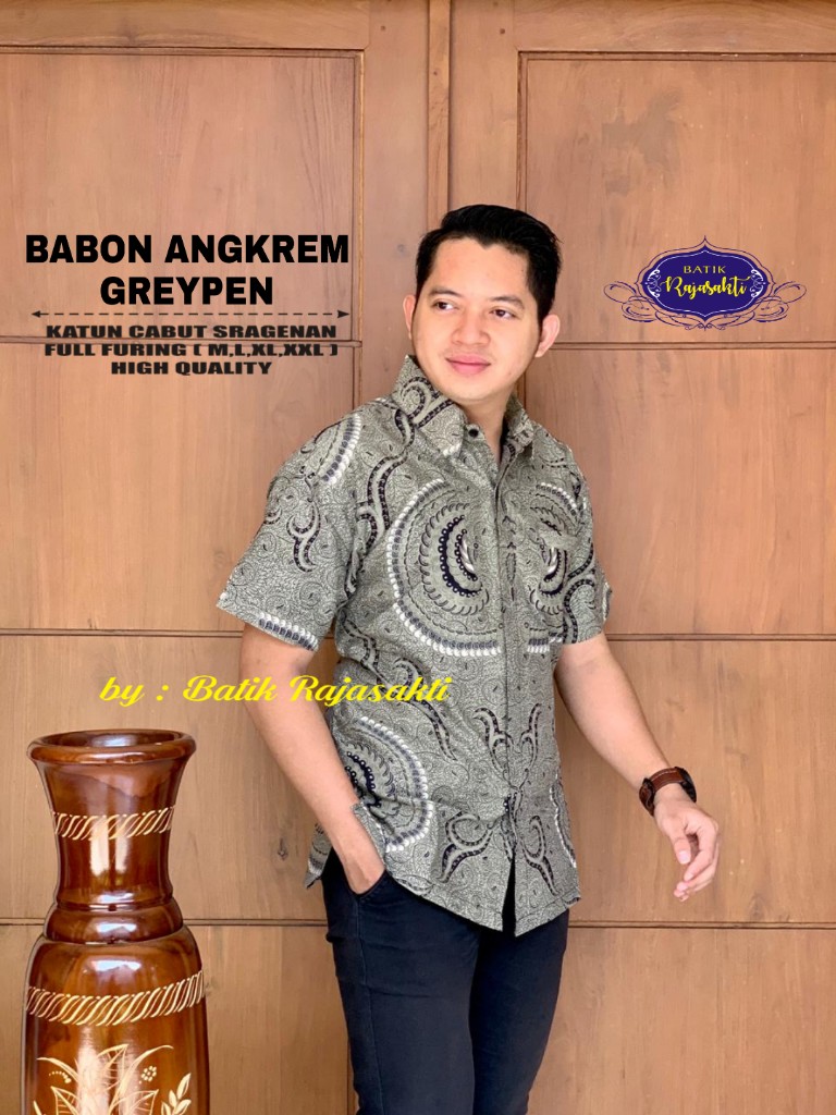 cover-BABON ANGKREM GREYPEN Kemeja Batik Pria Solo Lengan Pendek Lapis Furing BY RAJASAKTI-1
