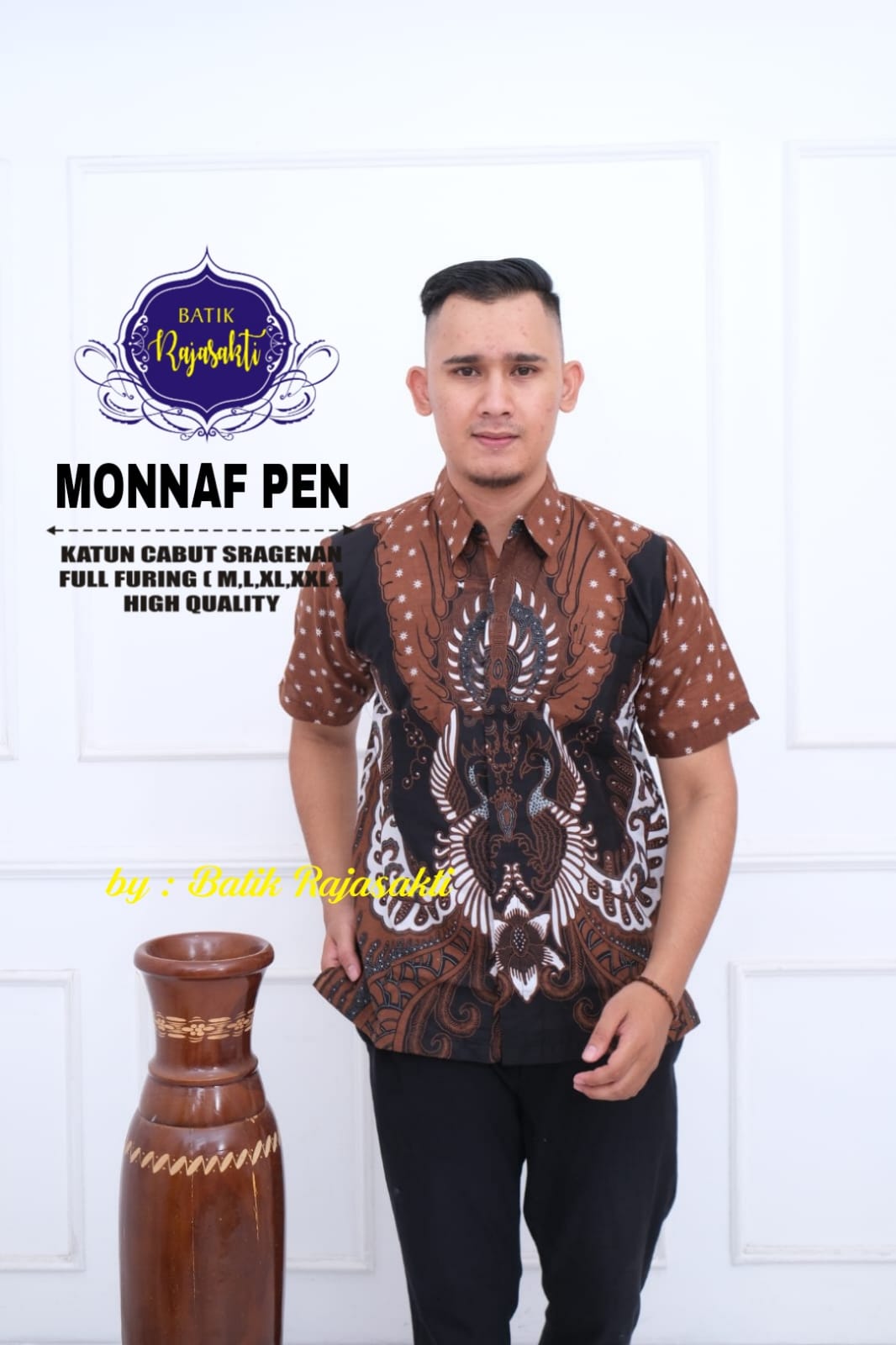 cover-MONNAF PEN Kemeja Batik Pria Solo Lengan Pendek Lapis Furing BY RAJASAKTI-1