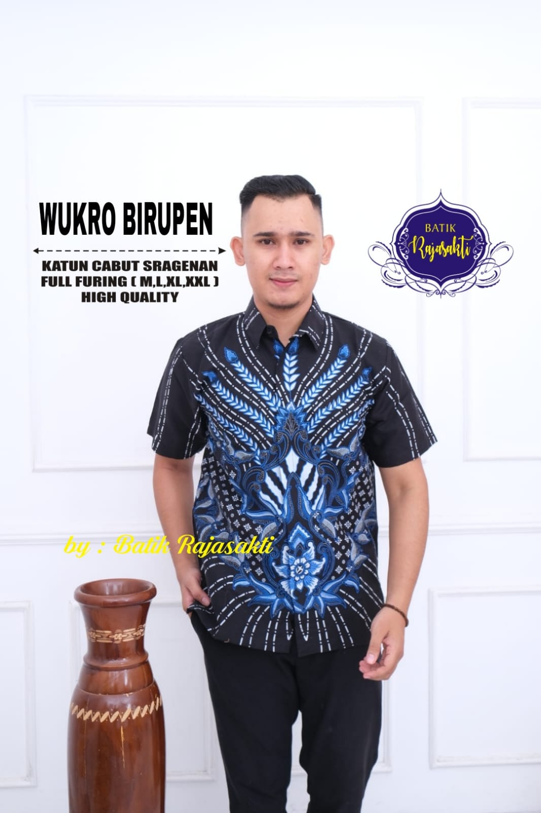 cover-WUKRO BIRUPEN Kemeja Batik Pria Solo Lengan Pendek Lapis Furing BY RAJASAKTI-1